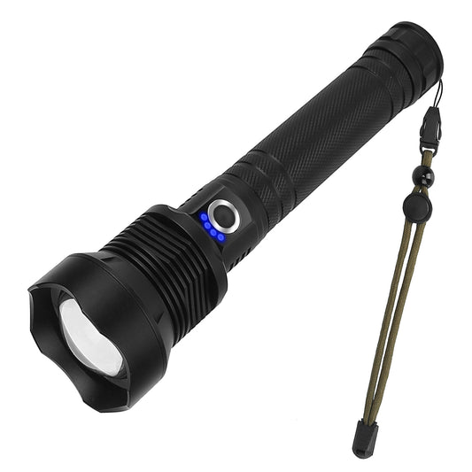 LJGelectro - LED Tactical Flashlights 30000LM USB Rechargeable Flashlight Water-Resistant Zoomable LED Torch w/ 3 Modes SOS 3200mAh Battery Handheld Flashlights fo