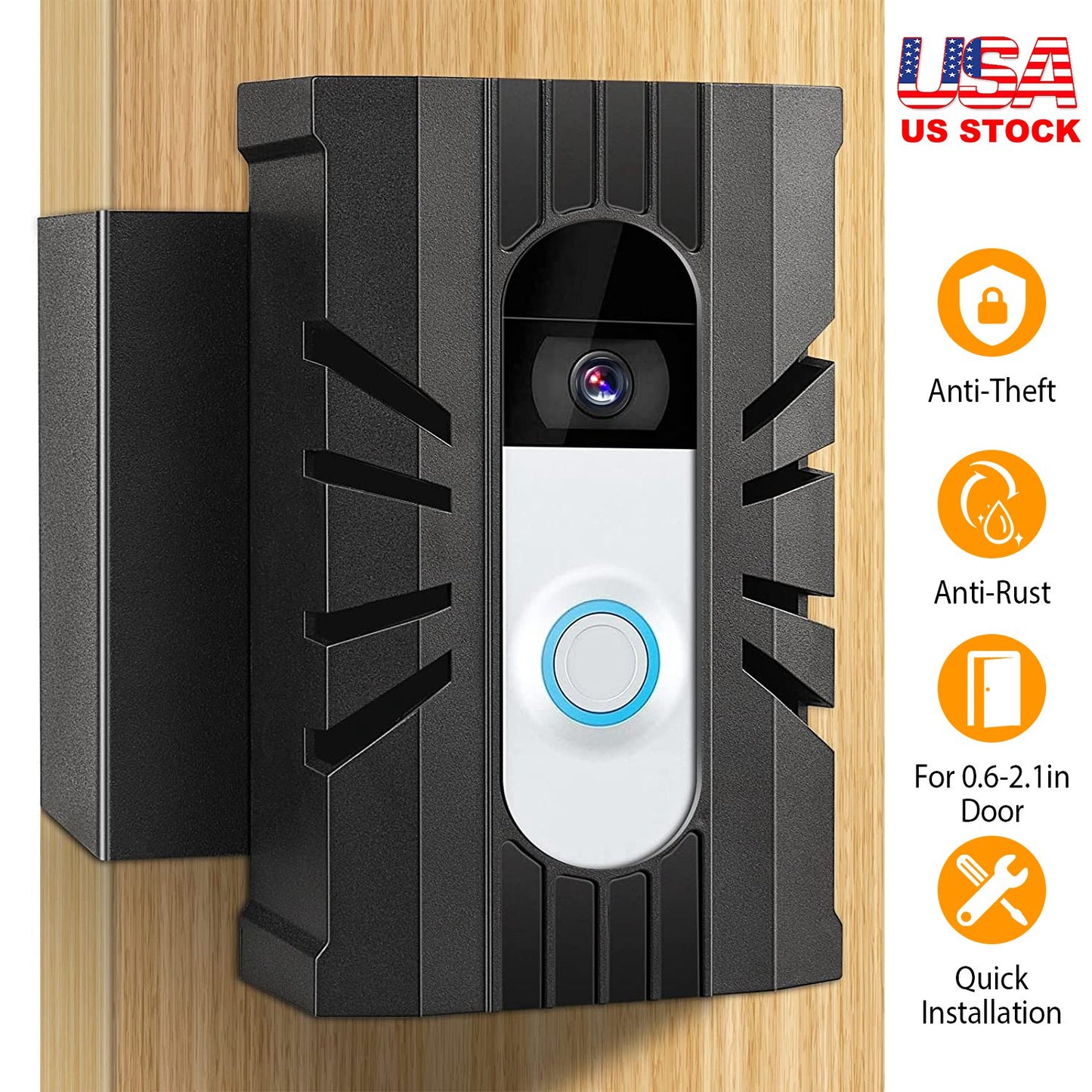 LJGelectro - Anti-Theft Video Doorbell Door Mount No-Drill Doorbell Holder Doorbell Mounting Bracket Fit for Most Doorbell Camera Accessories