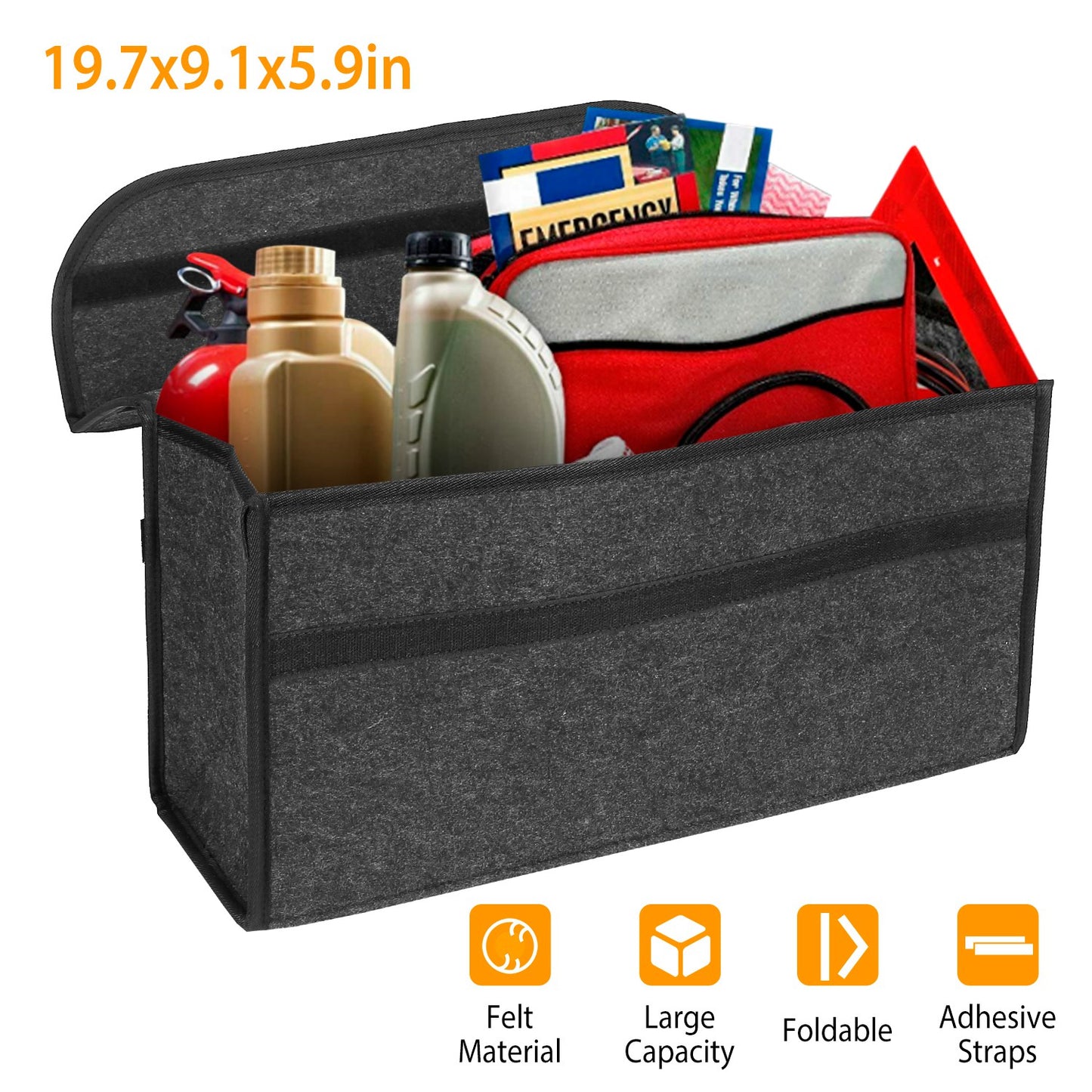 LJGelectro - 3.85Gal Car Boot Organizer Box Collapsible Trunk Bag Storage Container Travel Tidy Case Holder