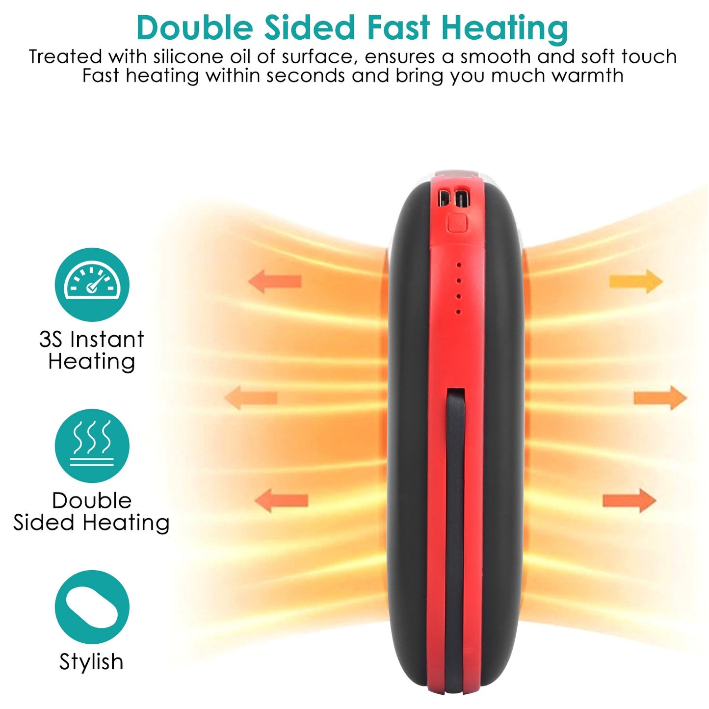 LJGelectro - 8000mAh 2 In 1 Electric Hand Warmer Rechargeable Hand Heater Portable Pocket Warmer with Power Bank 3 Heating Levels Digital Display Double-sided Heat