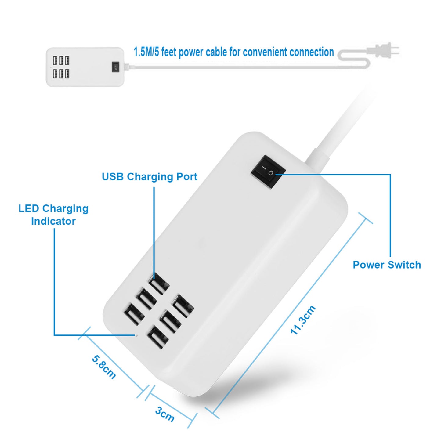 LJGelectro - Multiport 6-USB US AC Wall Charger