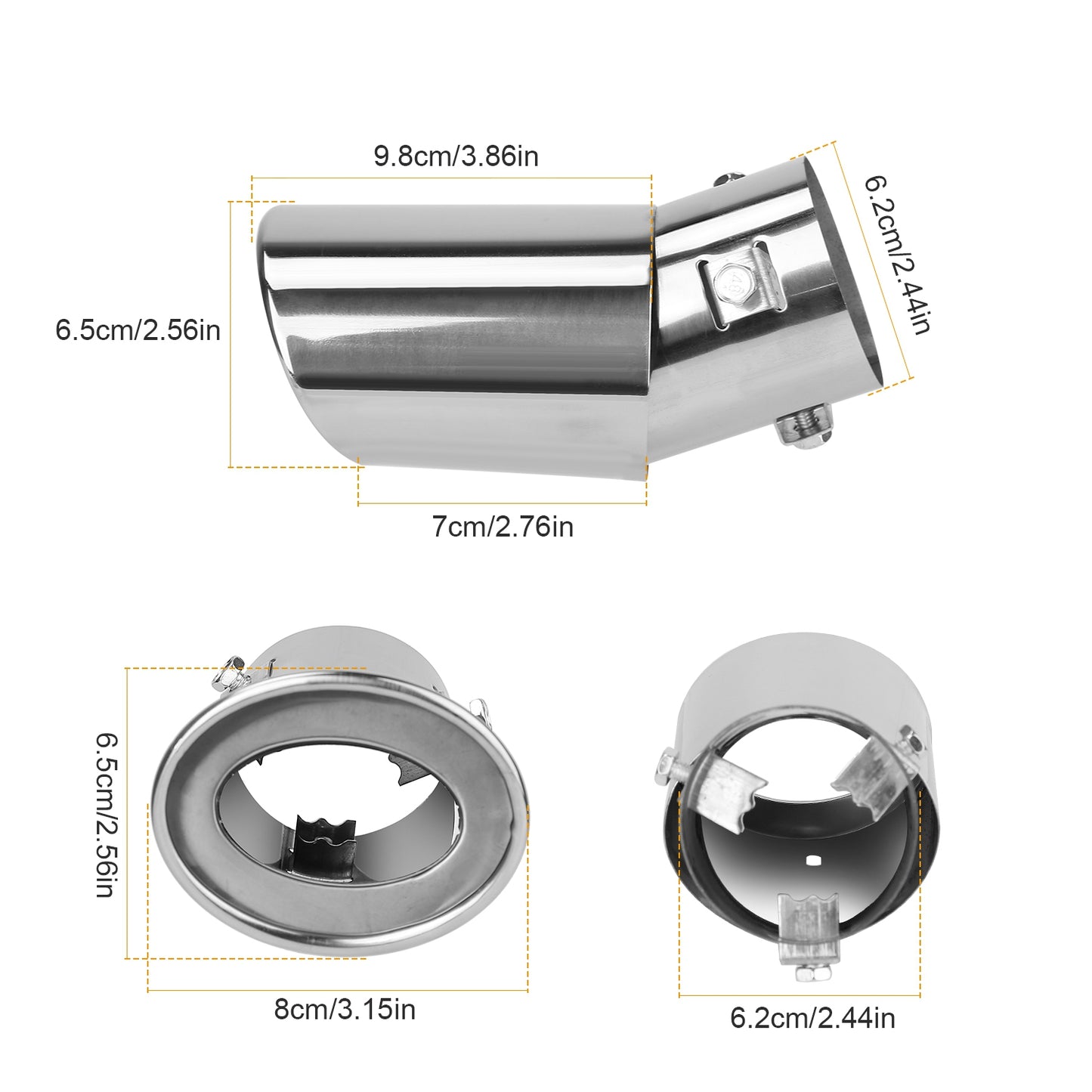 LJGelectro - Car Rear Exhaust Pipe Tail Muffler Tip Stainless Steel Tail Muffler Universal Exhaust Tail Pipe Fit For Most Car Such As BYD F3 F5 Nissan Chevrolet