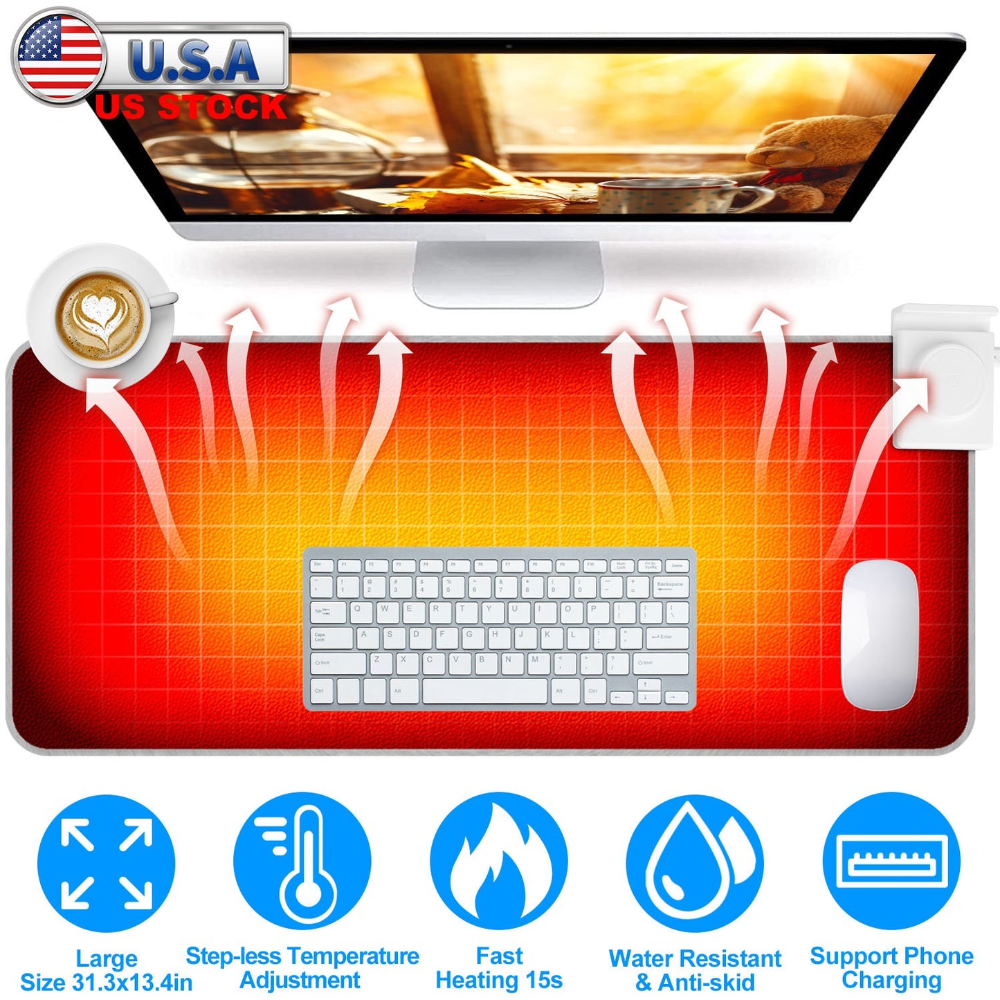 LJGelectro - Winter Desktop Hand Warmer Mat Heated Gaming Mouse Pad Large Mouse Pad Office Table Heating Mat Foot Warmer