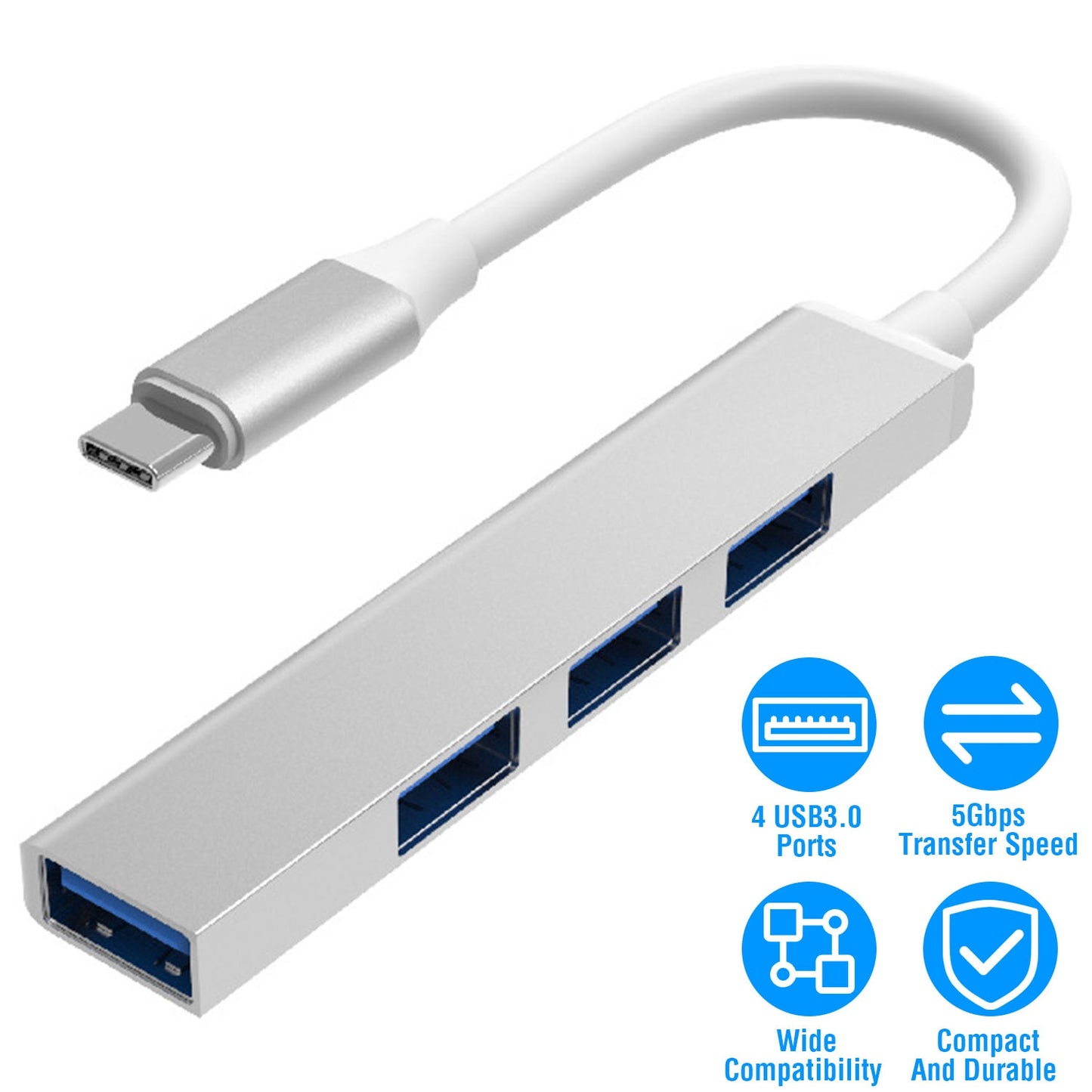 LJGelectro - Type C to USB 3.0 Hub USB-C 4 Port USB C Adapter Expander Multi Splitter for Macbook PC Mac iPad