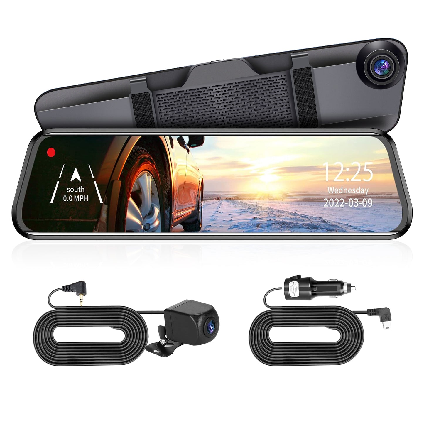 LJGelectro - 4K Car DVR 12in Dash Cam Camcorder Camera Recorder with 170° Angle Loop Recording Motion Detection Night Vision Voice Control APP Control G-sensor