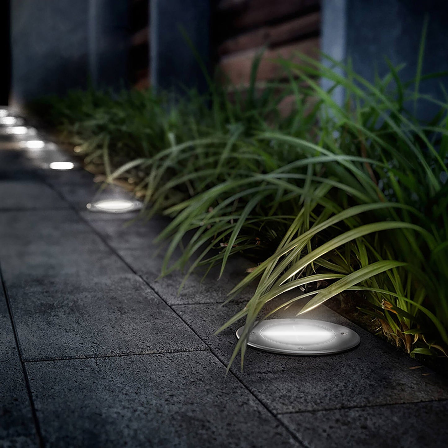 LJGelectro - 4pcs Solar Ground Light Waterproof Buried Light In-Ground Path Deck Lawn Patio Light 4LED