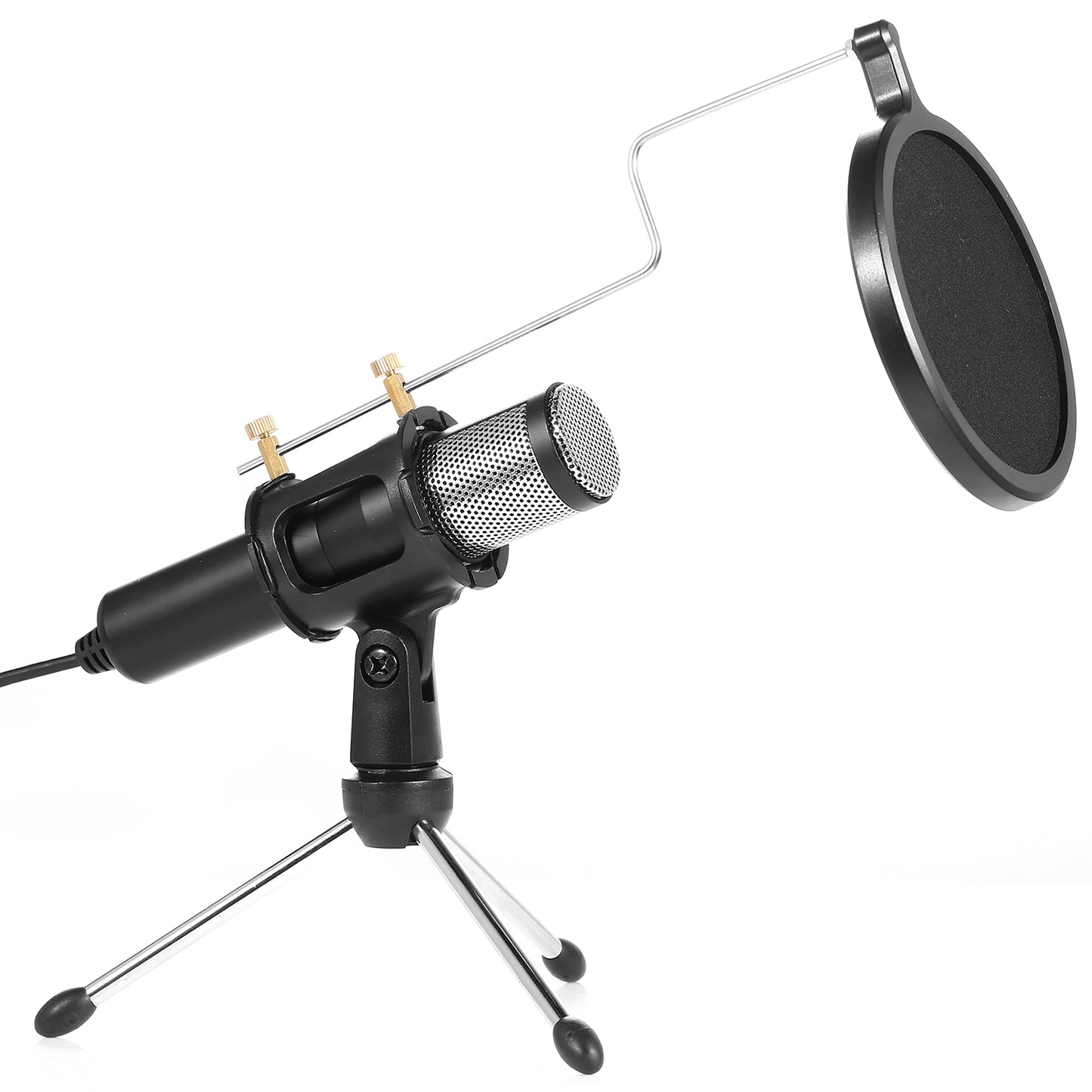 LJGelectro - Professional Condenser Microphone Studio Recording Cardioid Microphone w/180° Tripods Pop Filter USB Plug for Podcasting Gaming Chatting