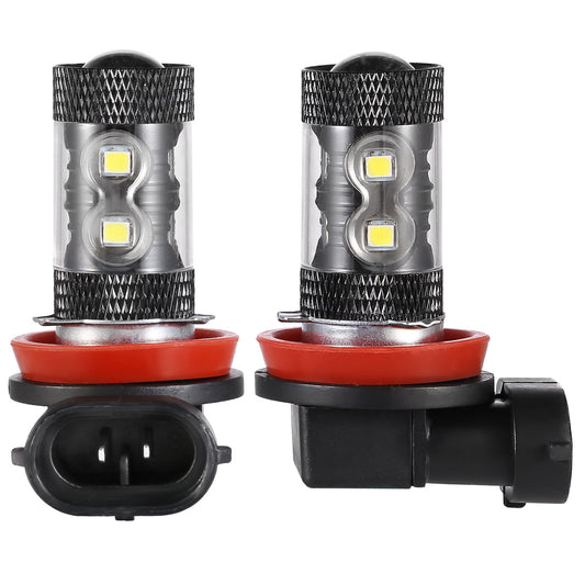 LJGelectro - 2PCS 800LM 50W H8/H9/H11 LED Fog DRL Light Bulb IP68 Waterproof 10 2835 LEDs 360° Beam Angle 6000K White