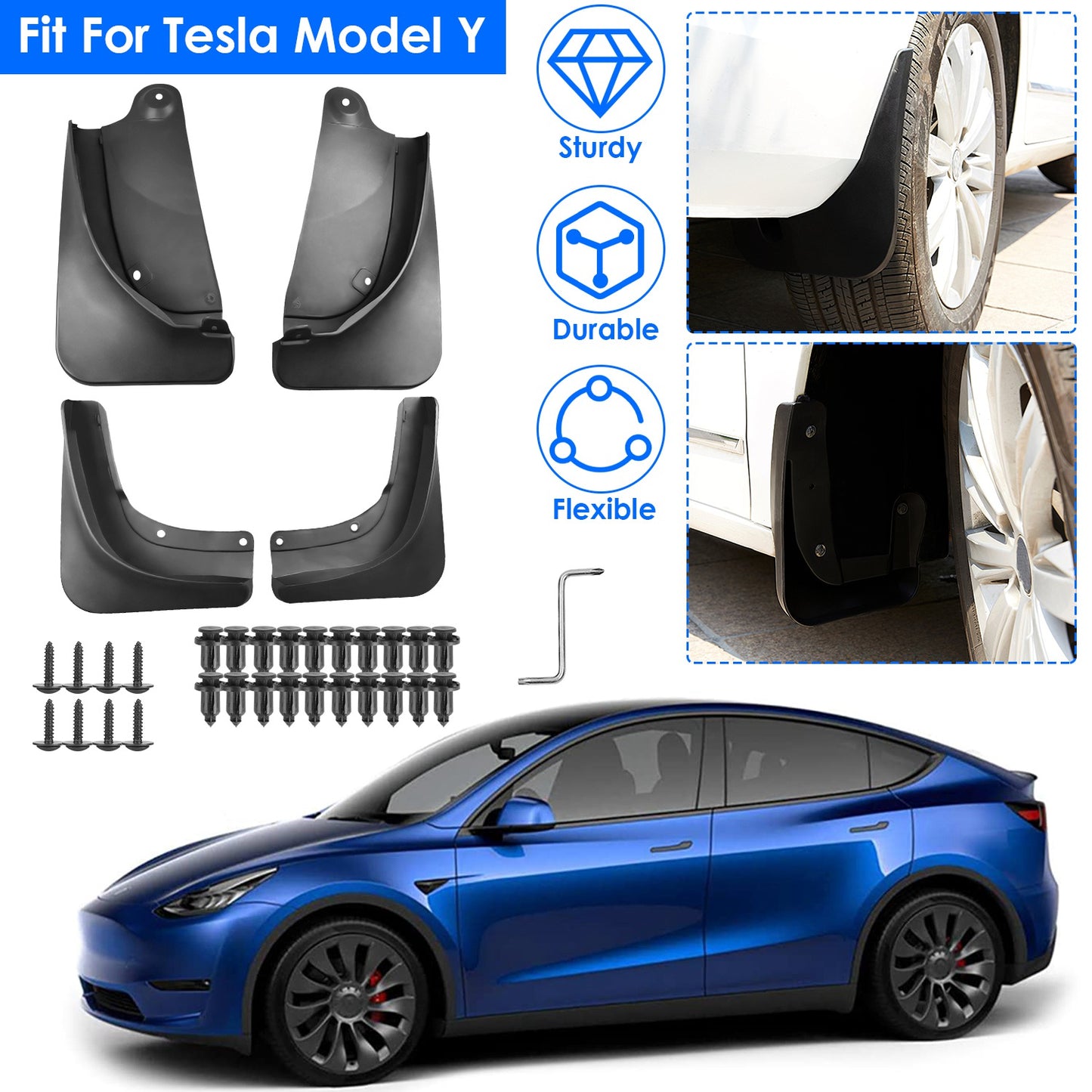 LJGelectro - Mud Flaps Splash Guards Replacement No Drilling Splash Guards Fenders Vehicle Sediment Protection for Tesla Model Y