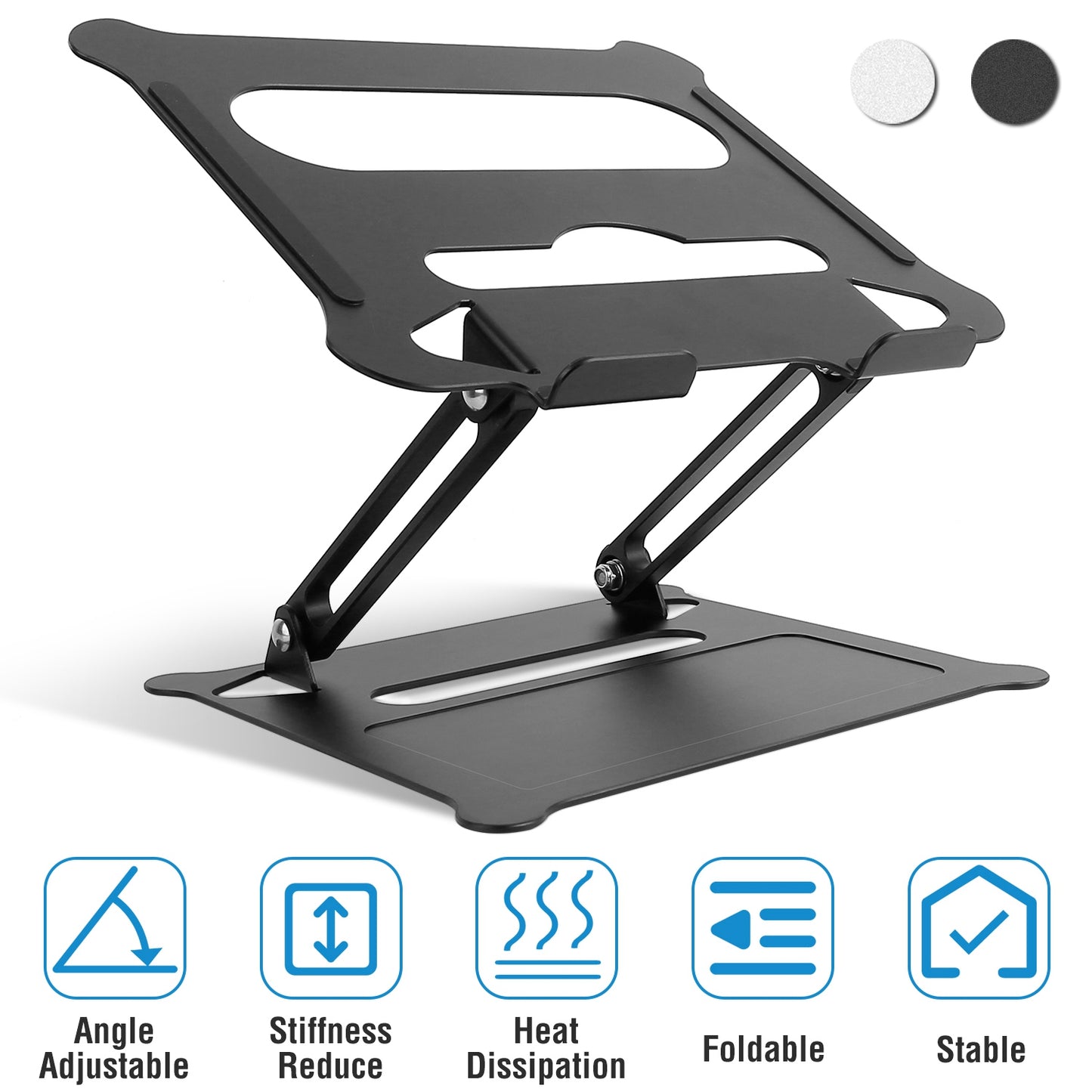 LJGelectro - Laptop Stand Aluminum Angle Adjustable Ergonomic Computer Holder Riser Heat Vent Notebook Elevator For 10in-17in MacBook Pro 13 / 15