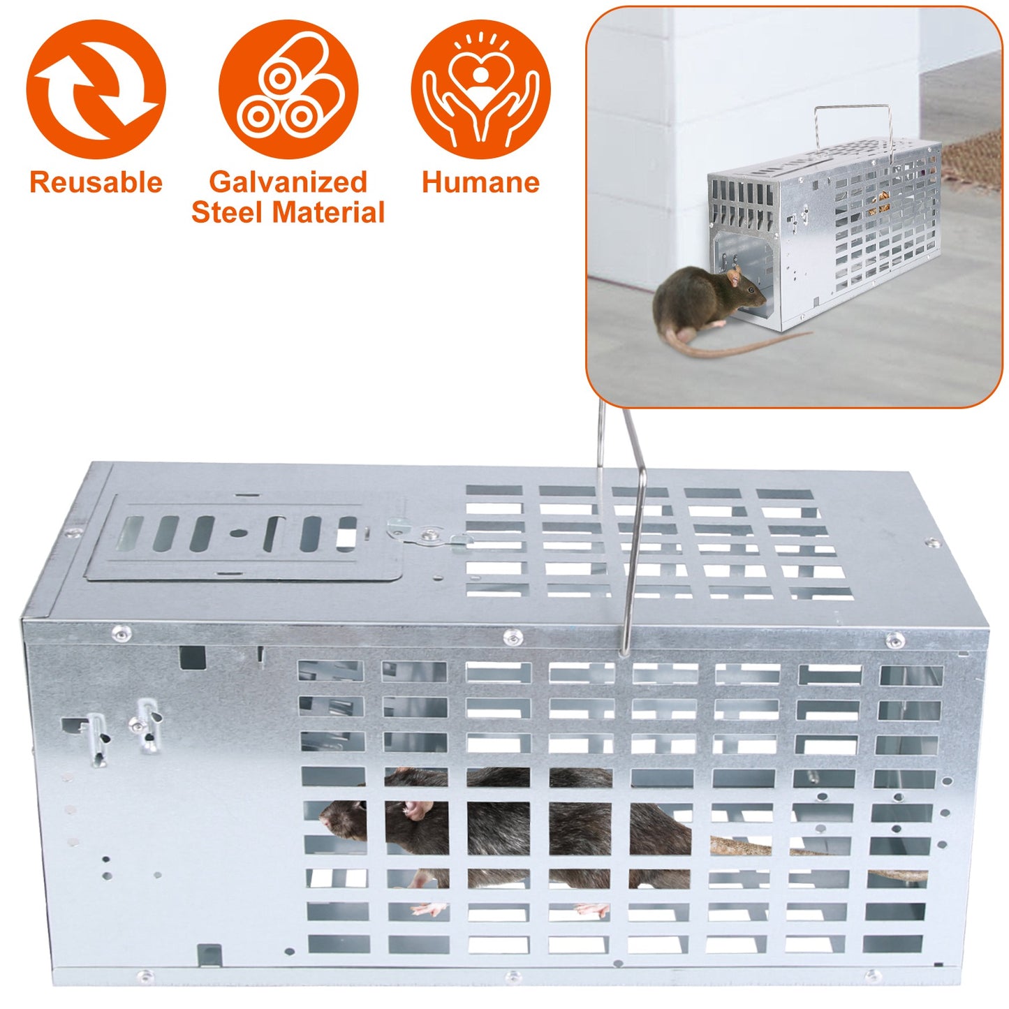 LJGelectro - Humane Live Mouse Trap Reusable Metal Rat Rodent Cage Catch Release Continuous Capture Indoor Outdoor Pet Children Safe