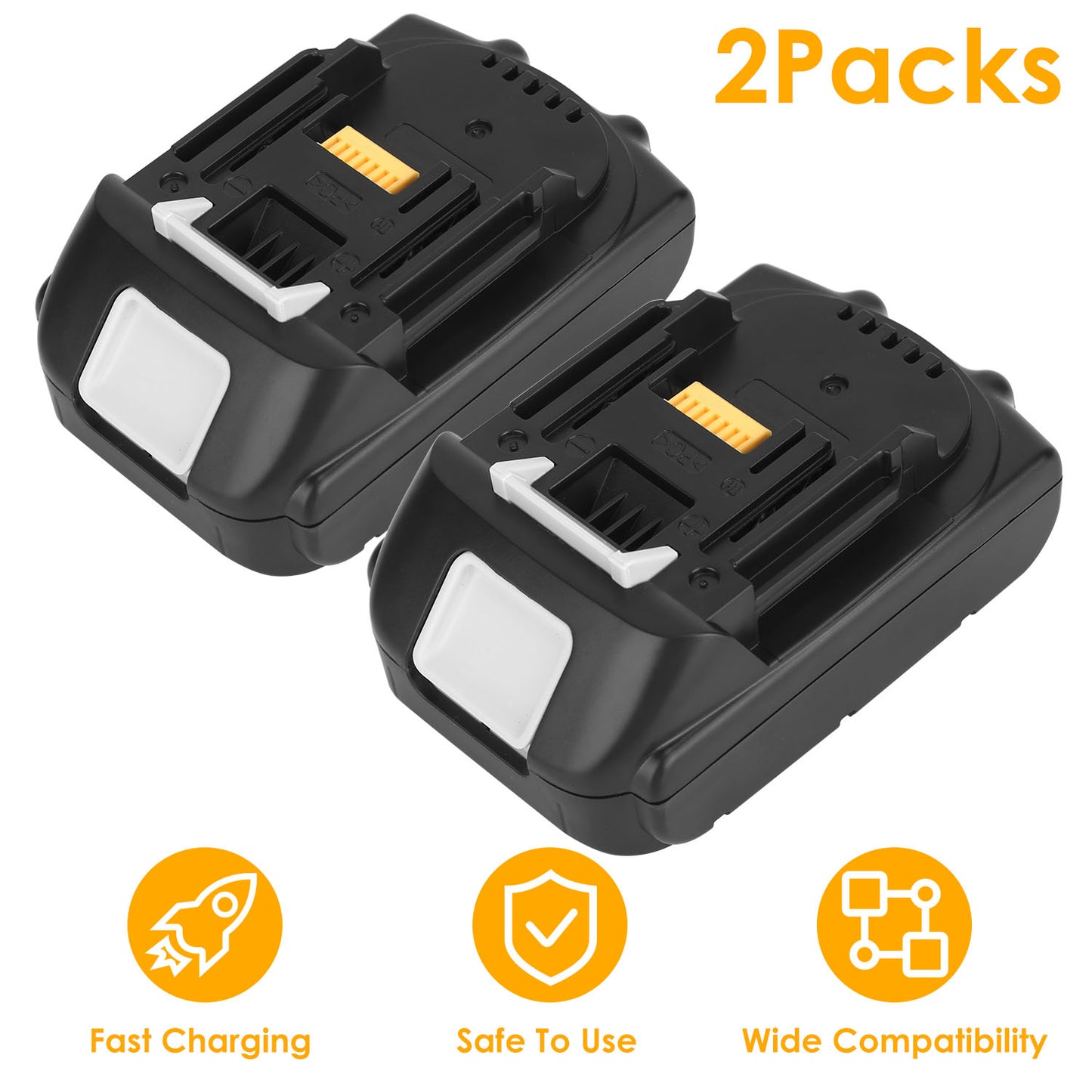 LJGelectro - 2Packs 18V Li-ion Power Tool Battery Replacement Fit for Makita 194205-3 194309-1 BL1830 BL1815 LXT400