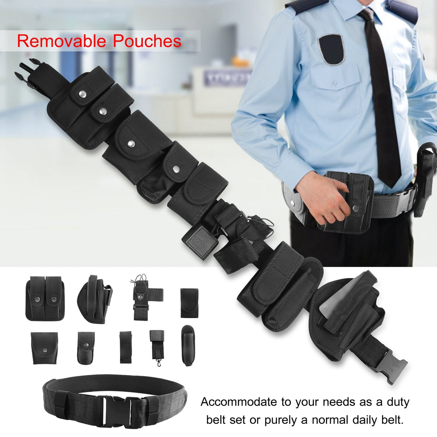 LJGelectro - Military Utility Belt Tactical Police Security Guard Modular Belt Enforcement Equipment Duty Belt 37-47in Adjustable Belt