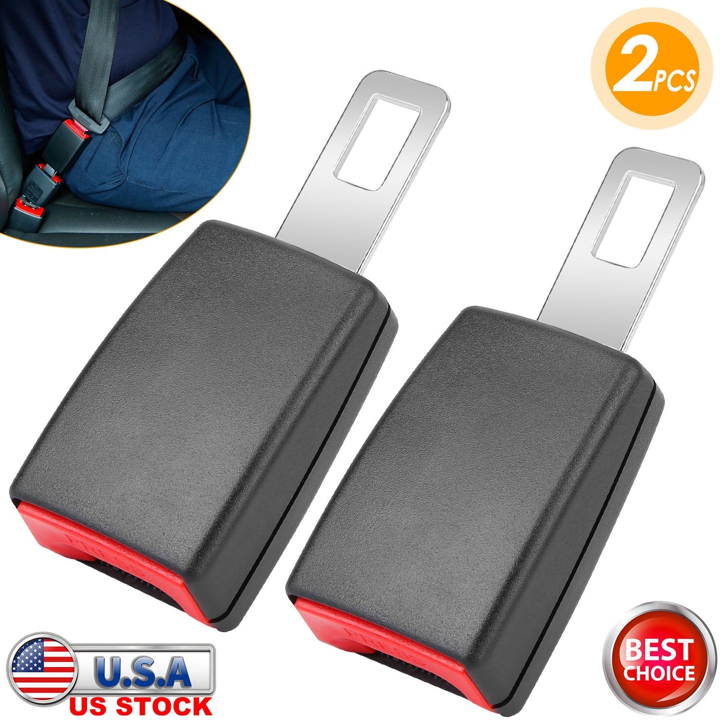 LJGelectro - 2Pcs Universal Car Extension Socket Buckles Auto Safety Extender Clip Alarm Stopper Comfortable For Pregnant Compatible w/ Most Cars