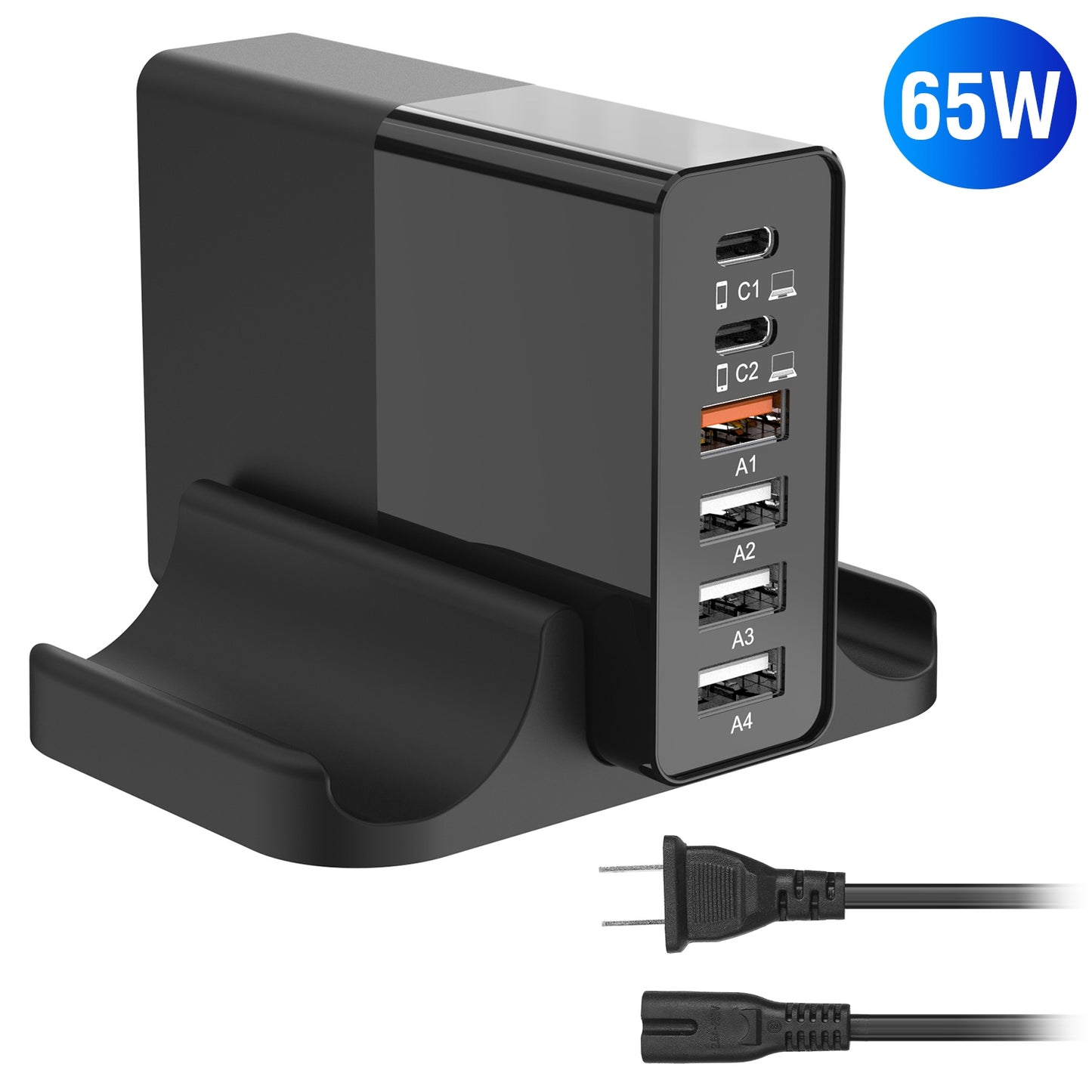 LJGelectro - USB Fast Charger 65W 6-Port Fast Charging Station Type-C Wall Charger PD Adapter with 2 Type-C Ports 4 USB-A Ports Fit for IOS Phone 13/ iPad/ Galaxy/