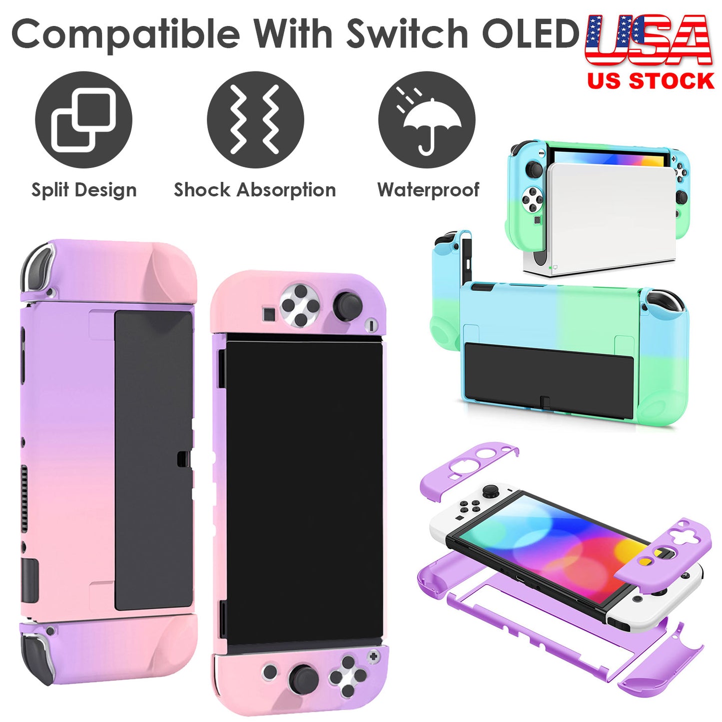 LJGelectro - Protective Shell Cover Hard Dockable Case Fit For Nintendo Switch OLED Joy Con Shell