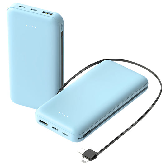 LJGelectro - 10000mAh Power Bank Portable Phone Charger External Battery Pack with LT & Type-C Double-ended Cable Type-C USB Cable Fit For IOSPhone 14 Android And