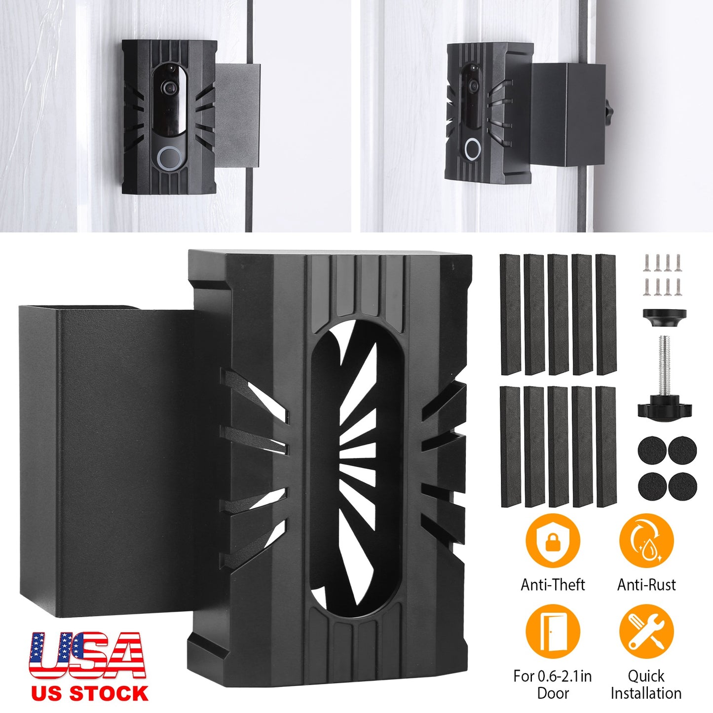 LJGelectro - Anti-Theft Video Doorbell Door Mount No-Drill Doorbell Holder Doorbell Mounting Bracket Fit for Most Doorbell Camera Accessories