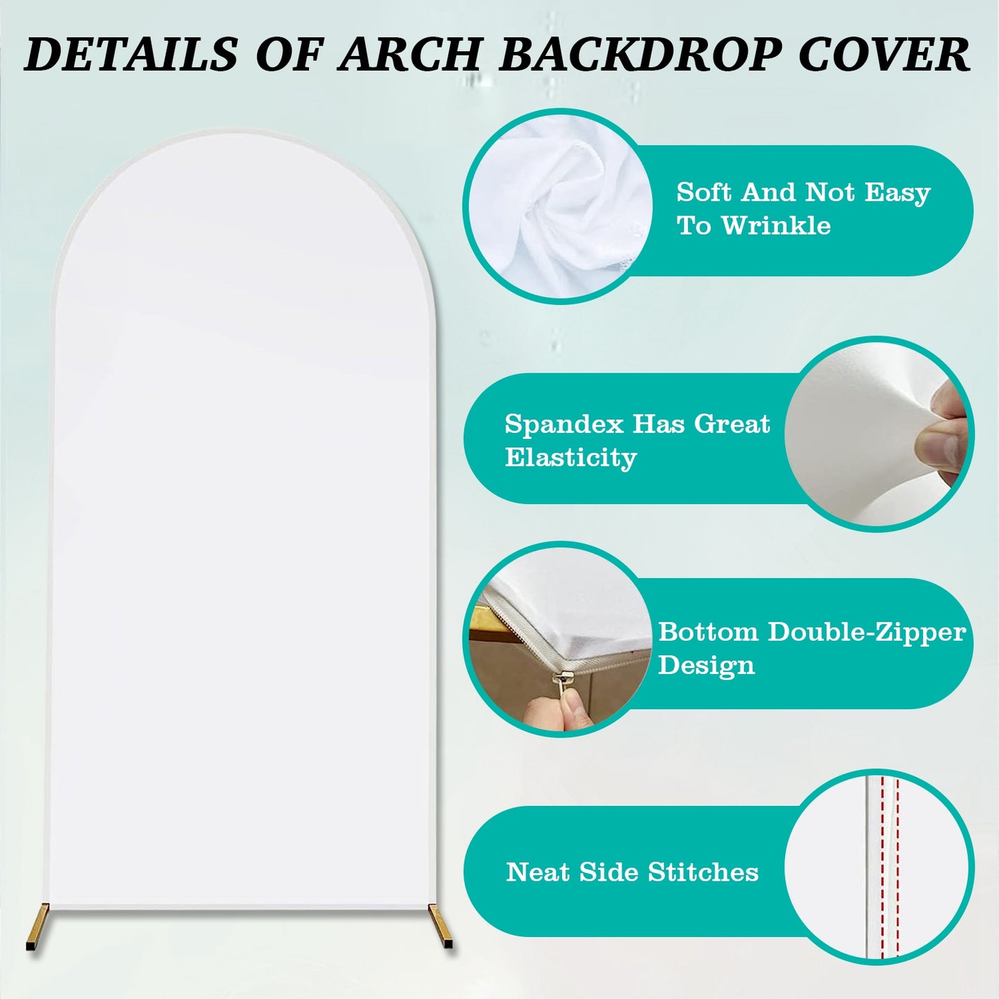 LJGelectro - Arch Backdrop Stand Cover 3.28x6.56FT White Spandex Fitted Wedding Arch Cover Elastic Double-Sided Background Covering for Birthday Party Ceremony Dec