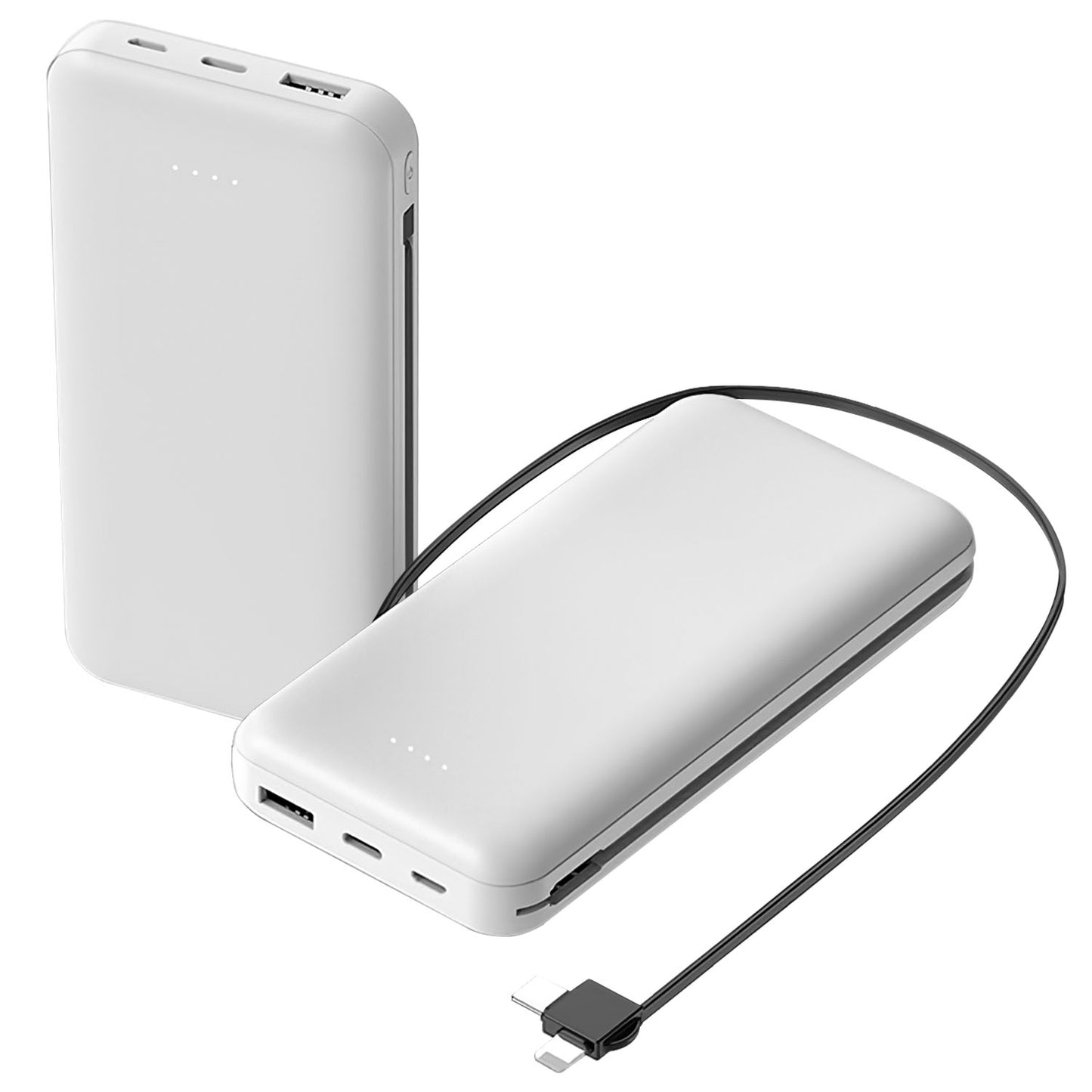 LJGelectro - 10000mAh Power Bank Portable Phone Charger External Battery Pack with LT & Type-C Double-ended Cable Type-C USB Cable Fit For IOSPhone 14 Android And