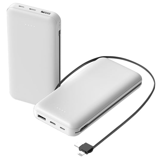 LJGelectro - 10000mAh Power Bank Portable Phone Charger External Battery Pack with LT & Type-C Double-ended Cable Type-C USB Cable Fit For IOSPhone 14 Android And