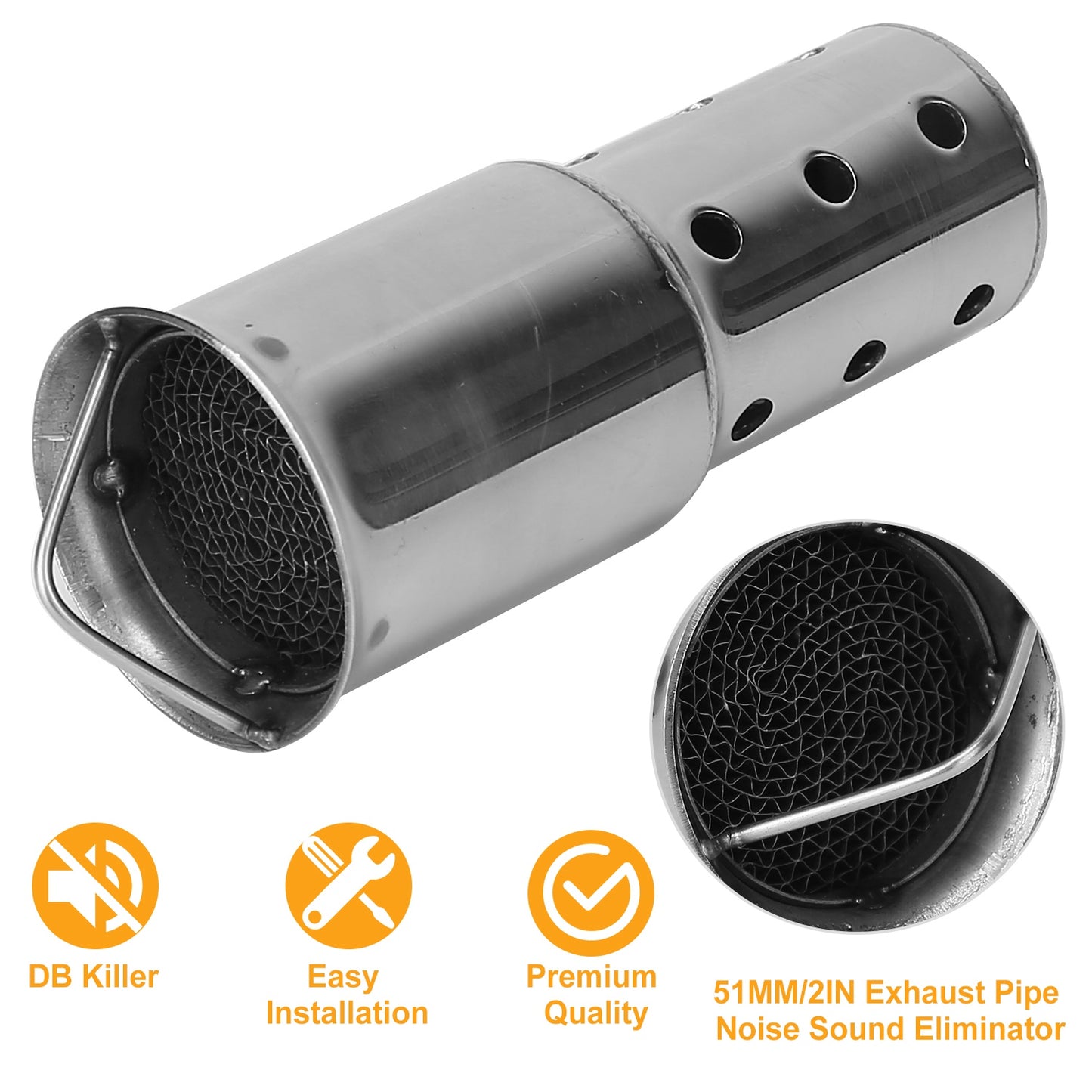 LJGelectro - Pipe Silencer Muffler 51MM/2IN Exhaust Pipe Noise Sound Eliminator Motorcycle DB Killer