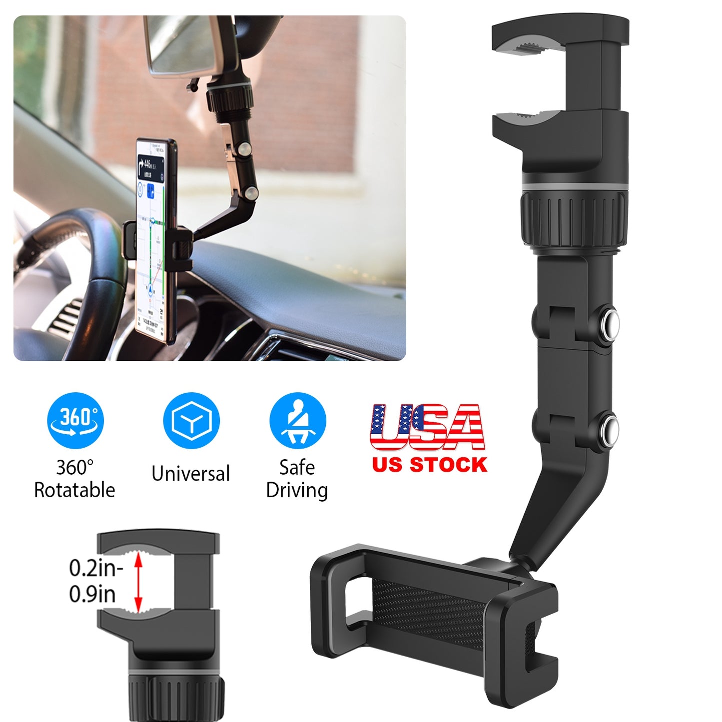 LJGelectro - Multifunctional Mobile Phone Holder Bracket 360° Rearview Mirror Phone Holder Mount Shooting Phone Holder Cradle