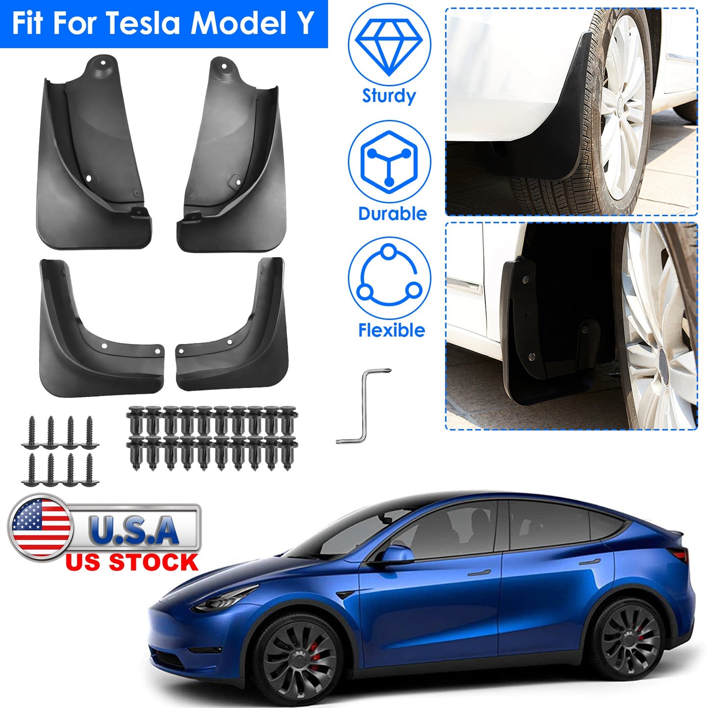 LJGelectro - Mud Flaps Splash Guards Replacement No Drilling Splash Guards Fenders Vehicle Sediment Protection for Tesla Model Y