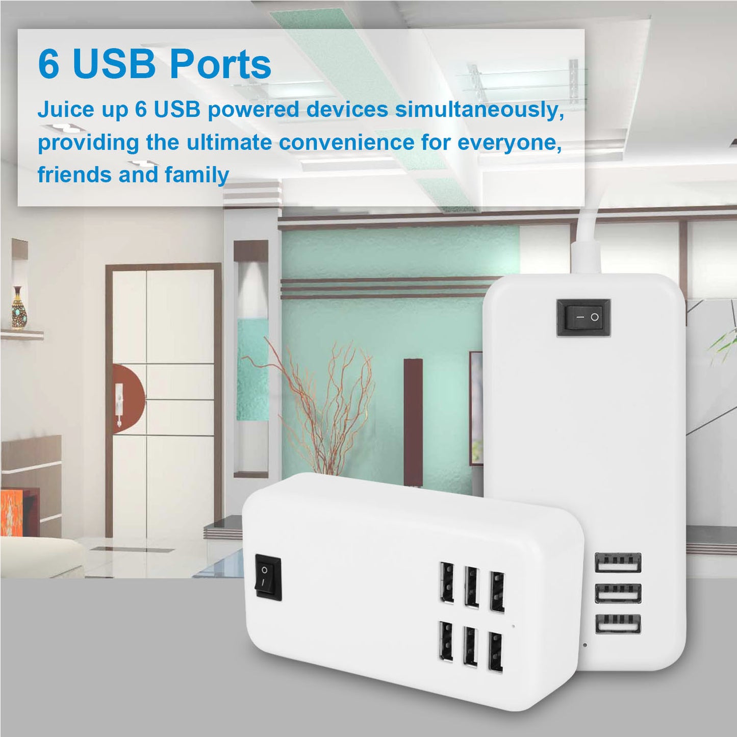 LJGelectro - Multiport 6-USB US AC Wall Charger