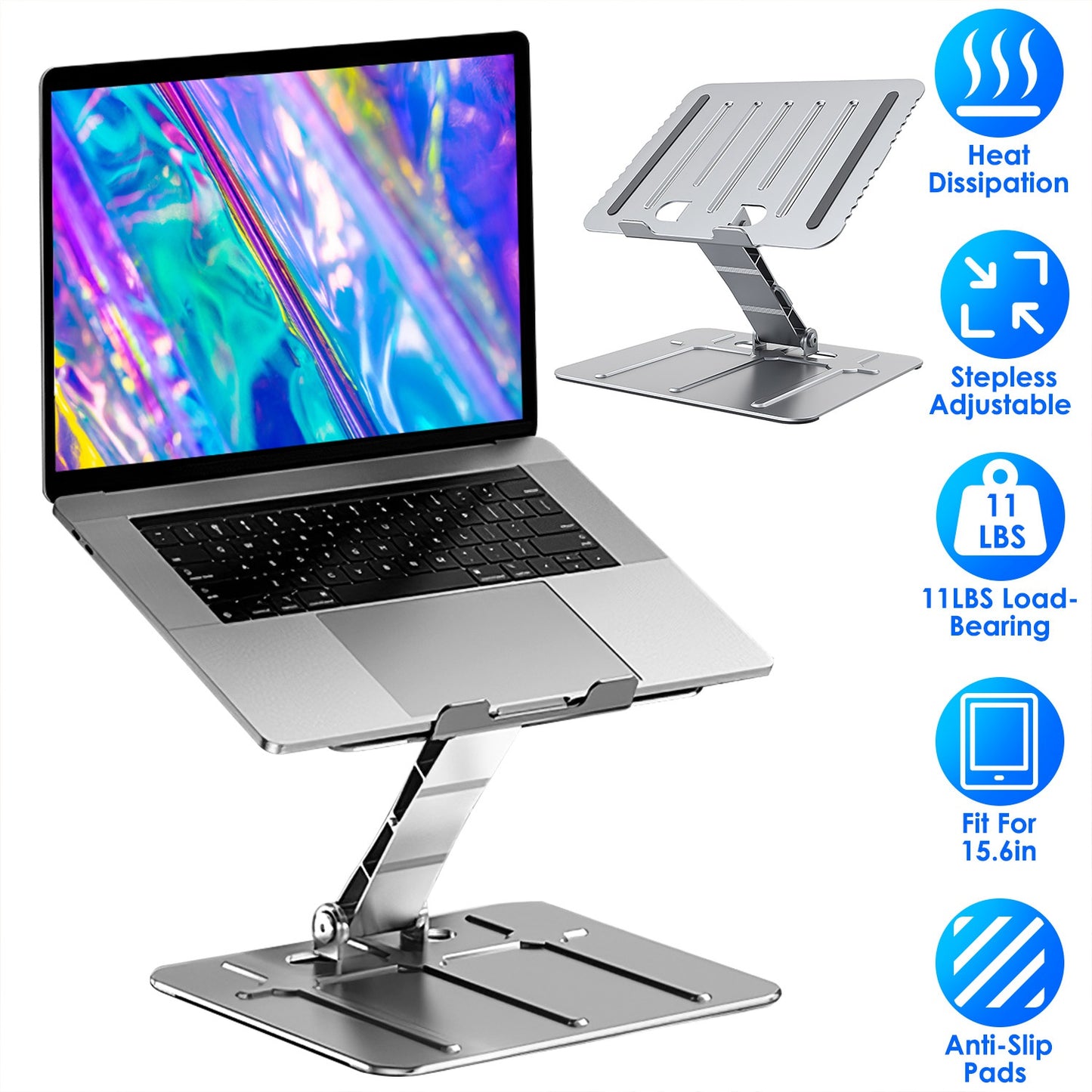 LJGelectro - Laptop Stand Riser Stepless Angle Adjustable Ergonomic Notebook Holder Heat Dissipation Notebook Elevator for Laptop Tablet Drawing Board up to 15.6in