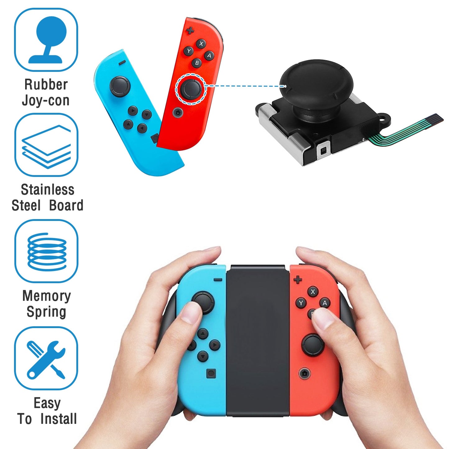 LJGelectro - Replacement Joystick Analog Thumb Stick For Nintendo Left/Right Switch Joy-Con Controller & Switch Lite Thumb Grip Buttons Module