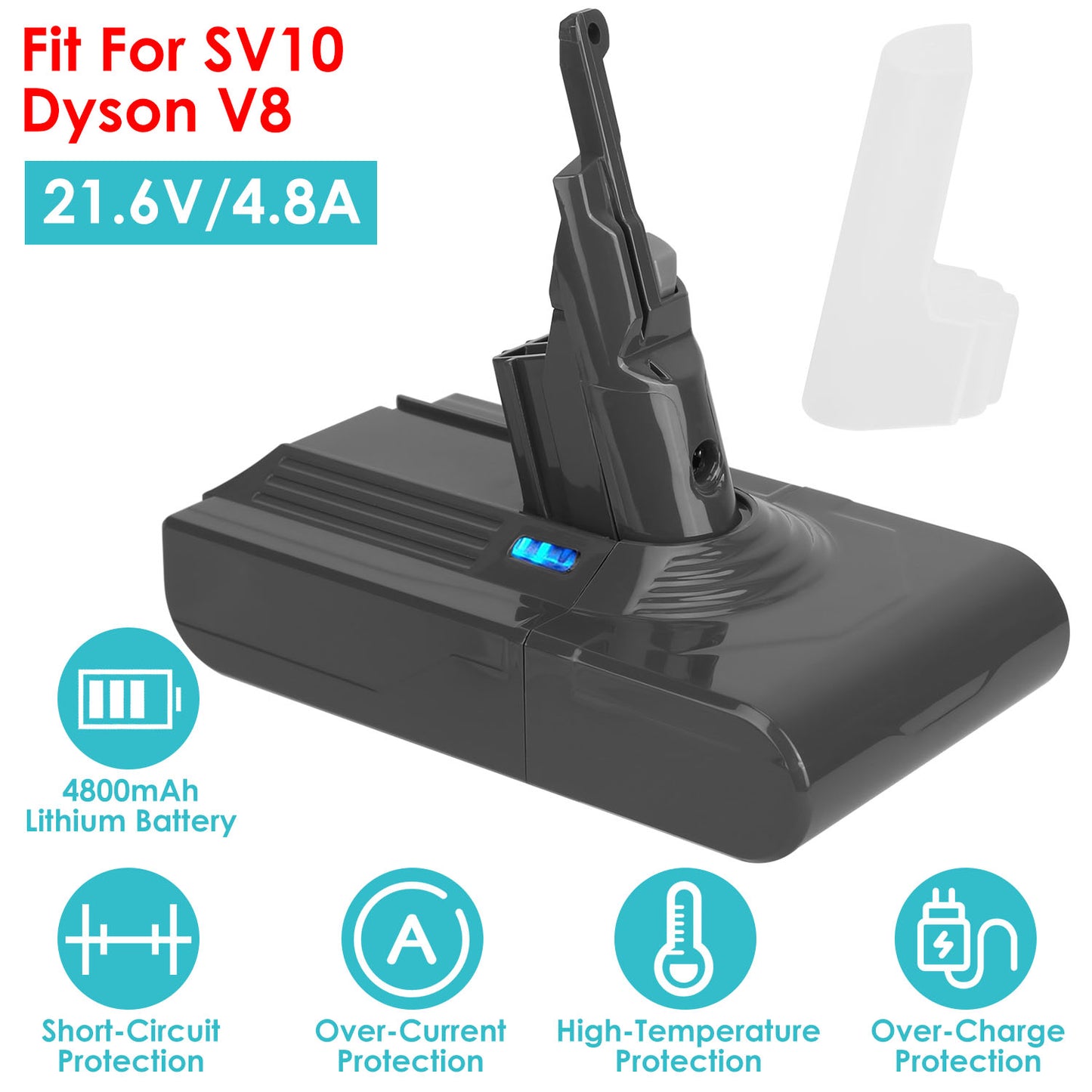 LJGelectro - 4800mAh 21.6VV8 Battery Replacement Vacuum Cleaner Li-ion Battery Fit for SV10 DYSON V8 FLUFFY/ ABSOLUTE/ SV10