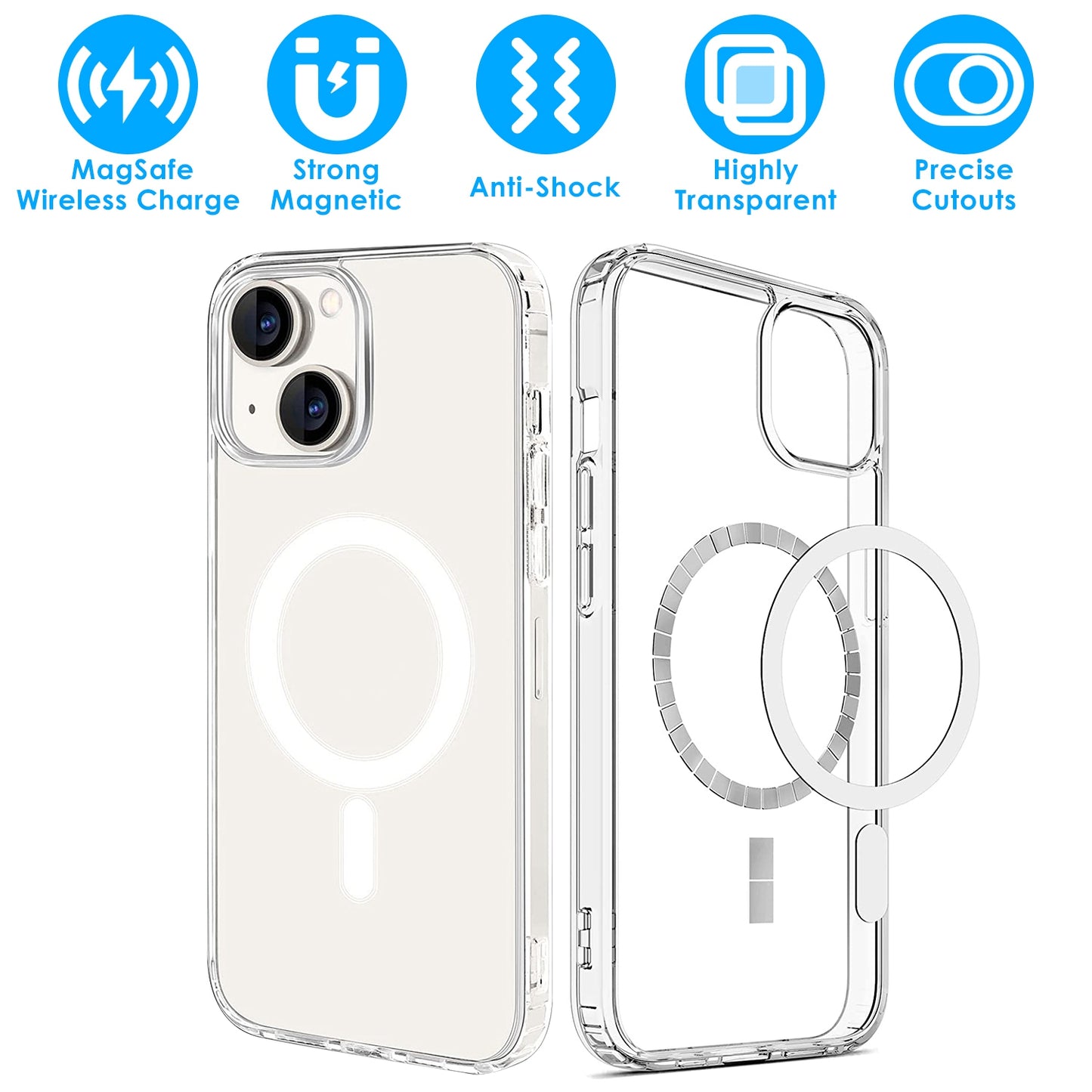 LJGelectro - Magnetic Clear Phone Case Shockproof Transparent Phone Cover with Strong Magnet Absorption MagSafe Fit for iPhone 14/14Plus/14Pro/14Pro Max/13/13Pro/1