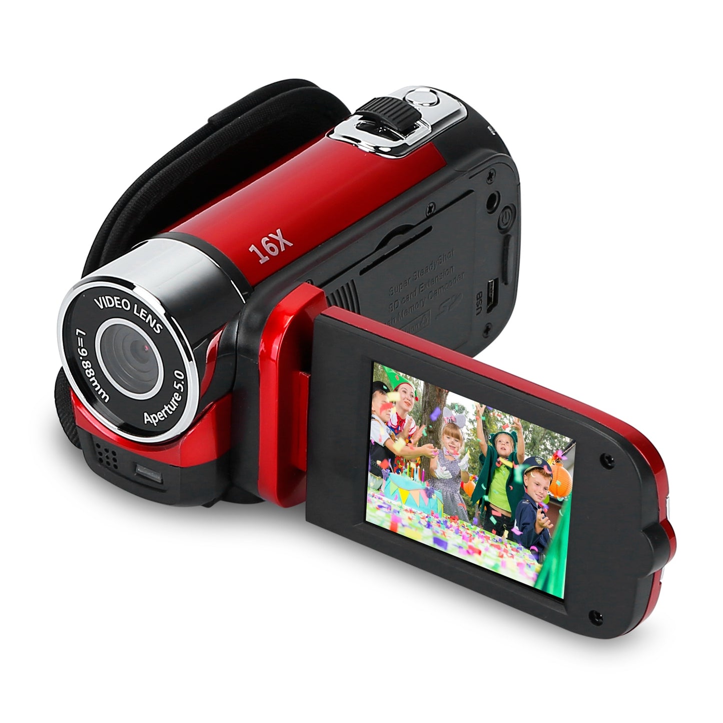 LJGelectro - HD 1080P Digital Video Camcorder 2.7in 16X Zoom DV Camera 270° Rotation Rechargeable Kid Camera w/Fill Light Selfie