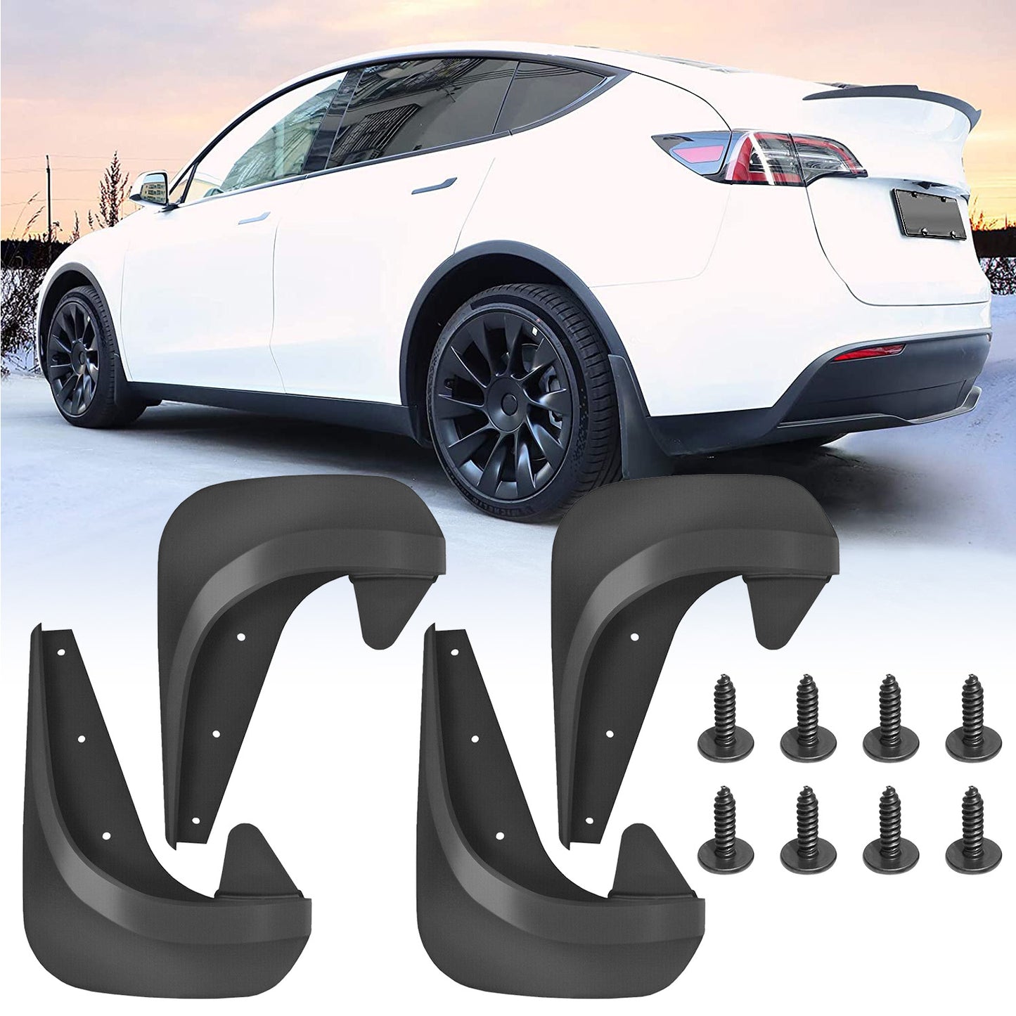 LJGelectro - 4Pcs Universal Car Splash Guards Fit for HONDA FORD CHEVROLET Mudguard Flaps For Front Rear Tire w/ Hardware