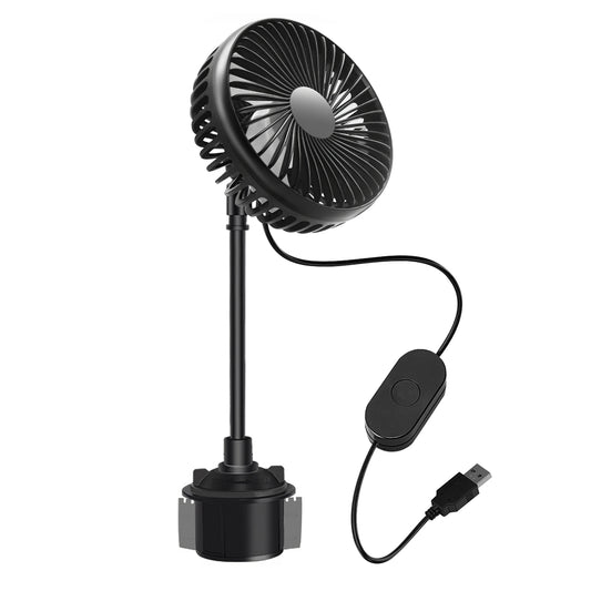 LJGelectro - Car Cooling Fan Portable Car Cup Holder Fan Adjustable Gooseneck Fan with 3 Speeds for Car Van Truck SUV RV