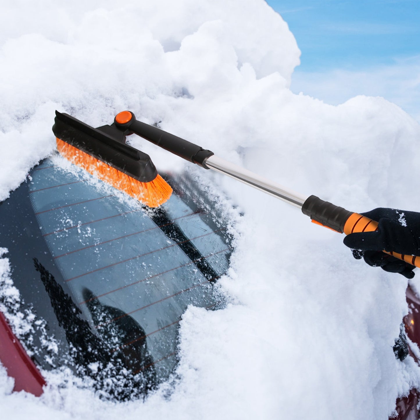 LJGelectro - 5 in 1 Detachable Snow Remover Kits Extendable Ice Scraper Snow Shovel 180° Adjustable Snow Brush Head for Car Windshield Roof