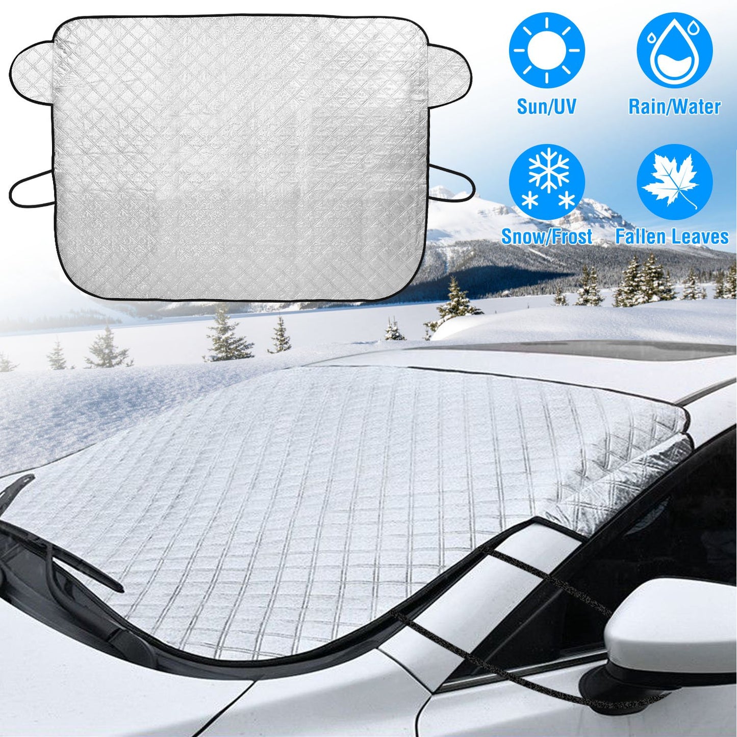 LJGelectro - 57.87x44.5In Car Windshield Snow Cover Wind-Proof Magnetic Car Windscreen Cover Frost Ice Protection with 3 Magnets Fits Most Vehicles for All Weather