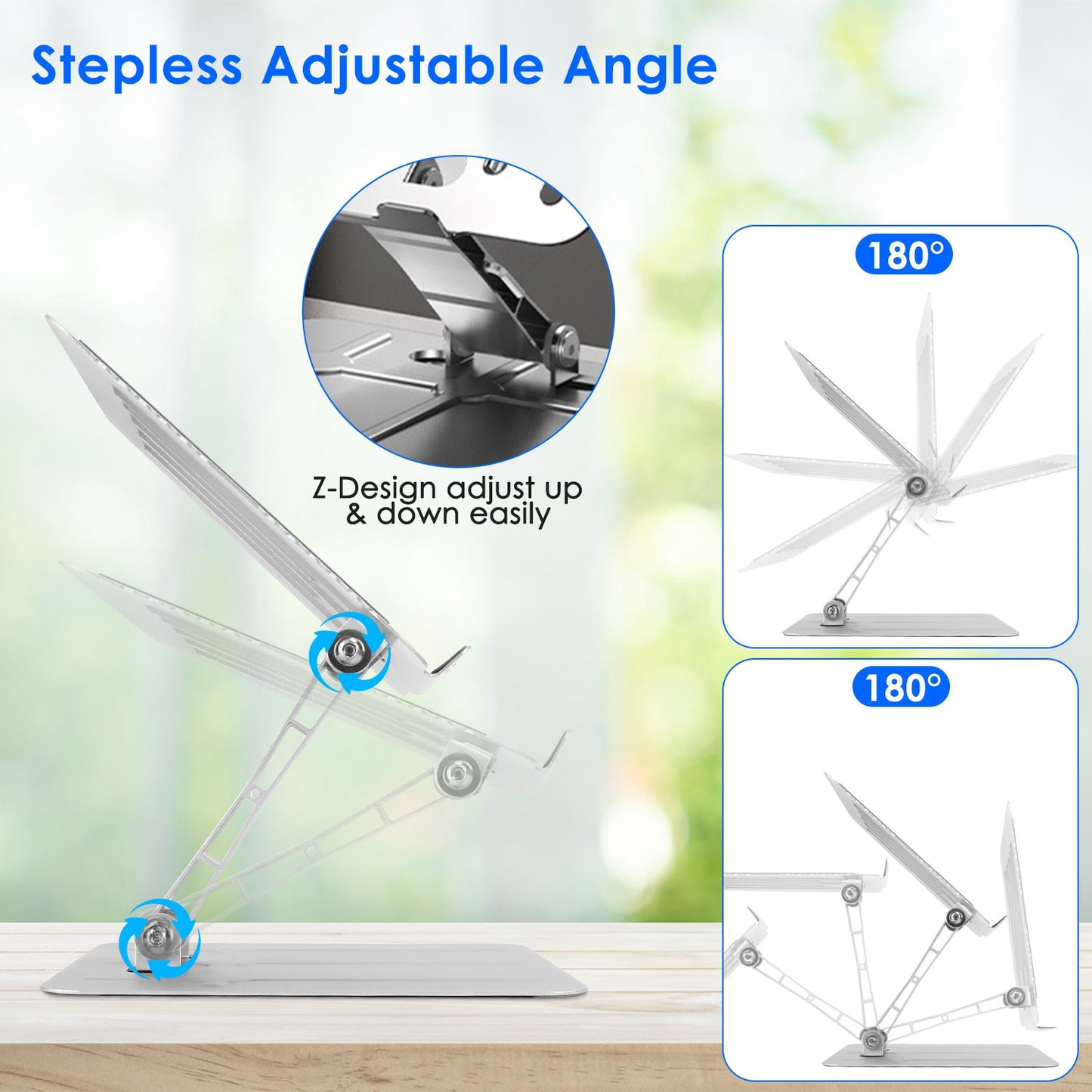 LJGelectro - Laptop Stand Riser Stepless Angle Adjustable Ergonomic Notebook Holder Heat Dissipation Notebook Elevator for Laptop Tablet Drawing Board up to 15.6in