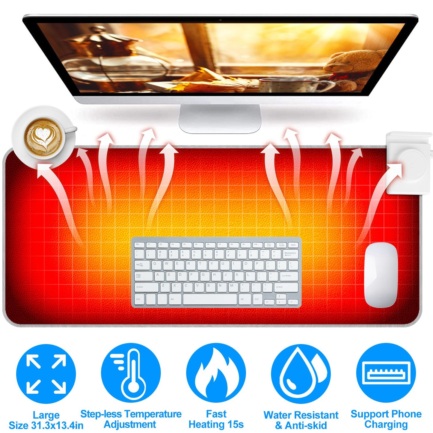 LJGelectro - Winter Desktop Hand Warmer Mat Heated Gaming Mouse Pad Large Mouse Pad Office Table Heating Mat Foot Warmer