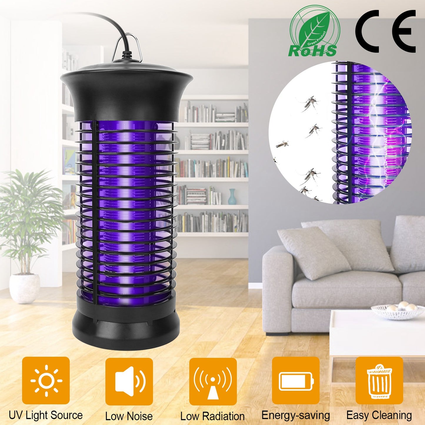 LJGelectro - Electric Bug Zapper Mosquito Killer UV Light Flying Zapper Insect Killer Lamps Pest Fly Trap Catcher Odorless Noiseless