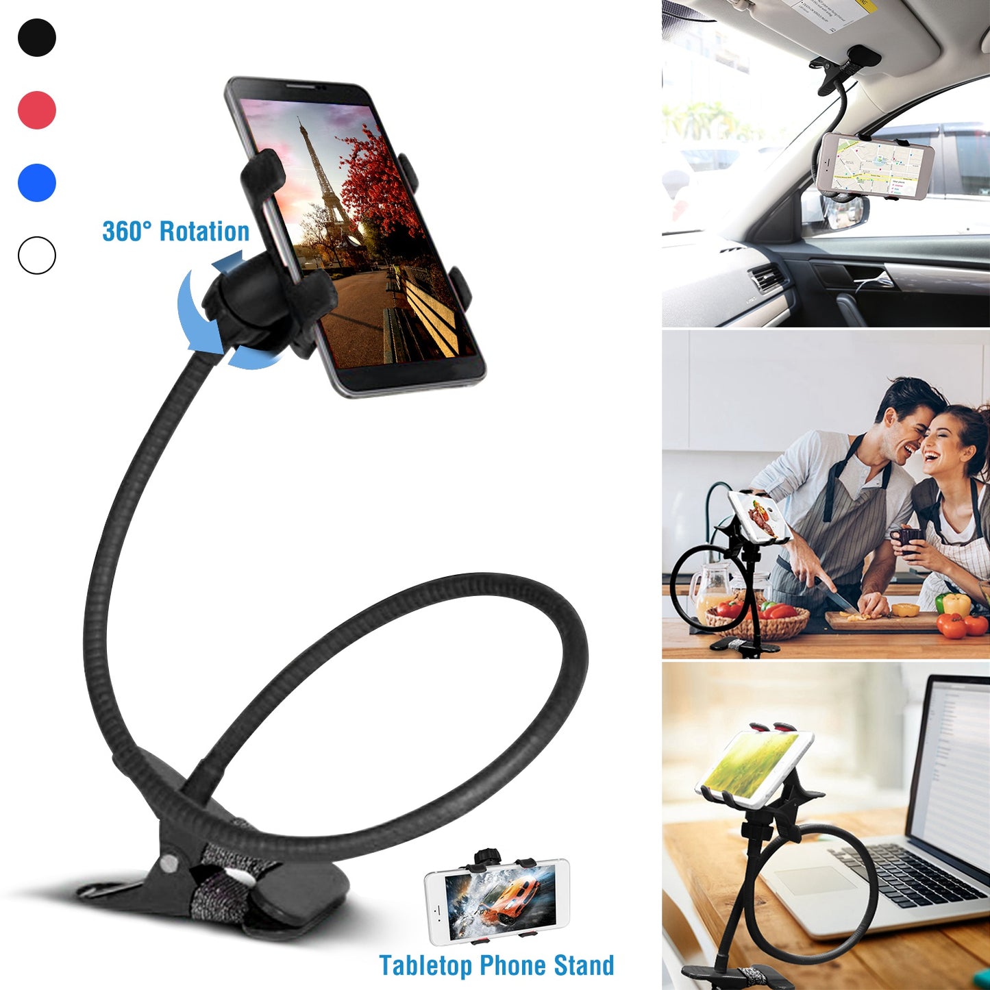 LJGelectro - iMounTEK Lazy Bracket 360° Rotation Gooseneck Clip Smartphone Holder iPhone XS/XS Max/XS/X Galaxy S10/S9+/S8 Google Nexus 6