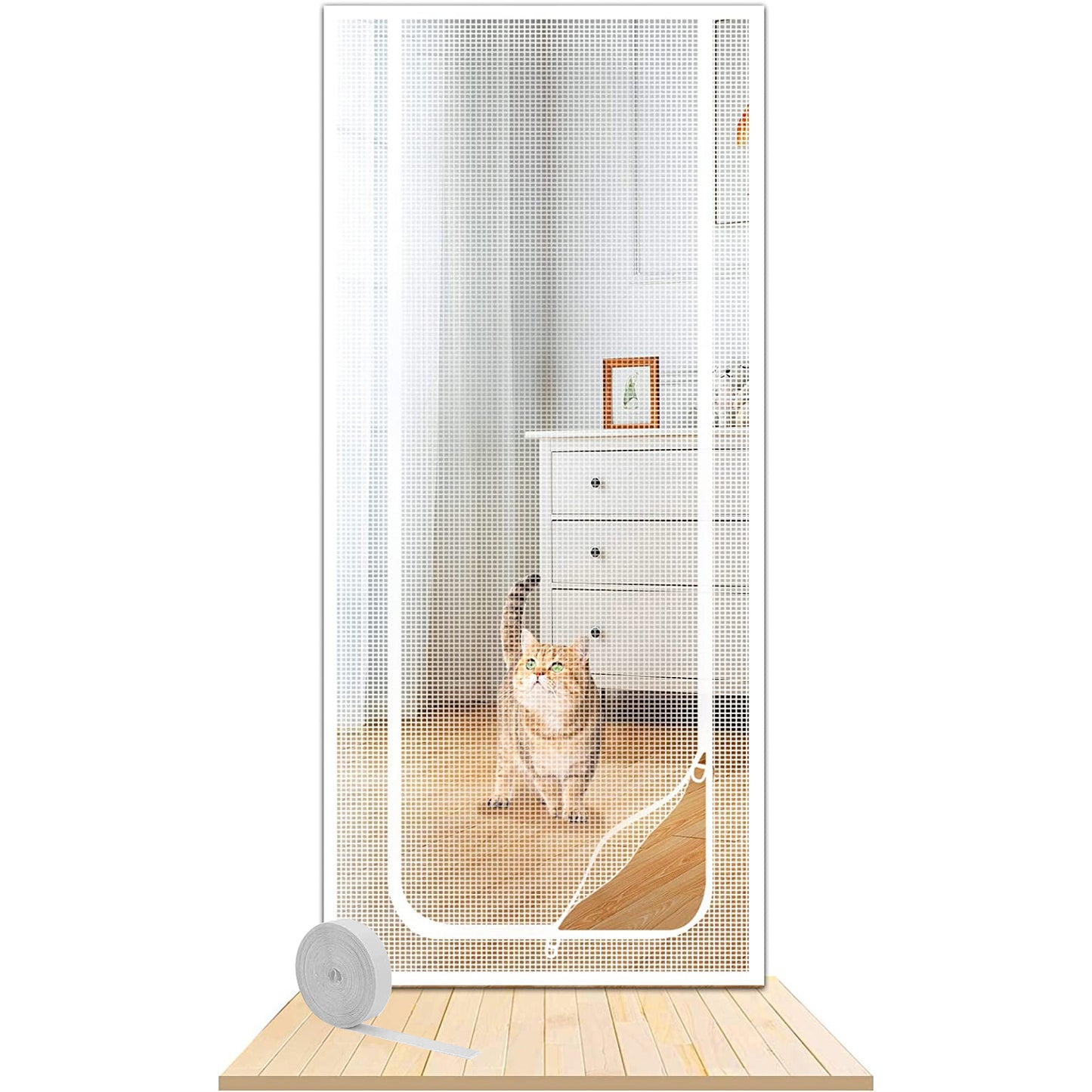 LJGelectro - Mesh Door Screen Enhanced Scratch-Proof Heavy Duty Pet Proof Screen with Double Sided Zipper for Home Bedroom Living Room Kitchen