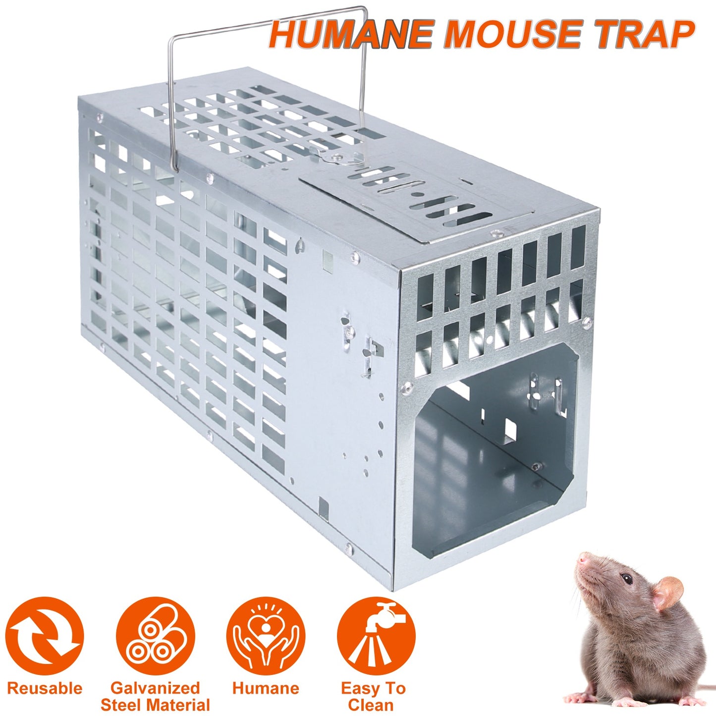 LJGelectro - Humane Live Mouse Trap Reusable Metal Rat Rodent Cage Catch Release Continuous Capture Indoor Outdoor Pet Children Safe