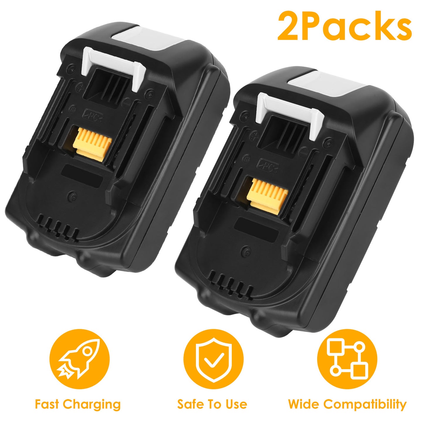 LJGelectro - 2Packs 18V Li-ion Power Tool Battery Replacement Fit for Makita 194205-3 194309-1 BL1830 BL1815 LXT400