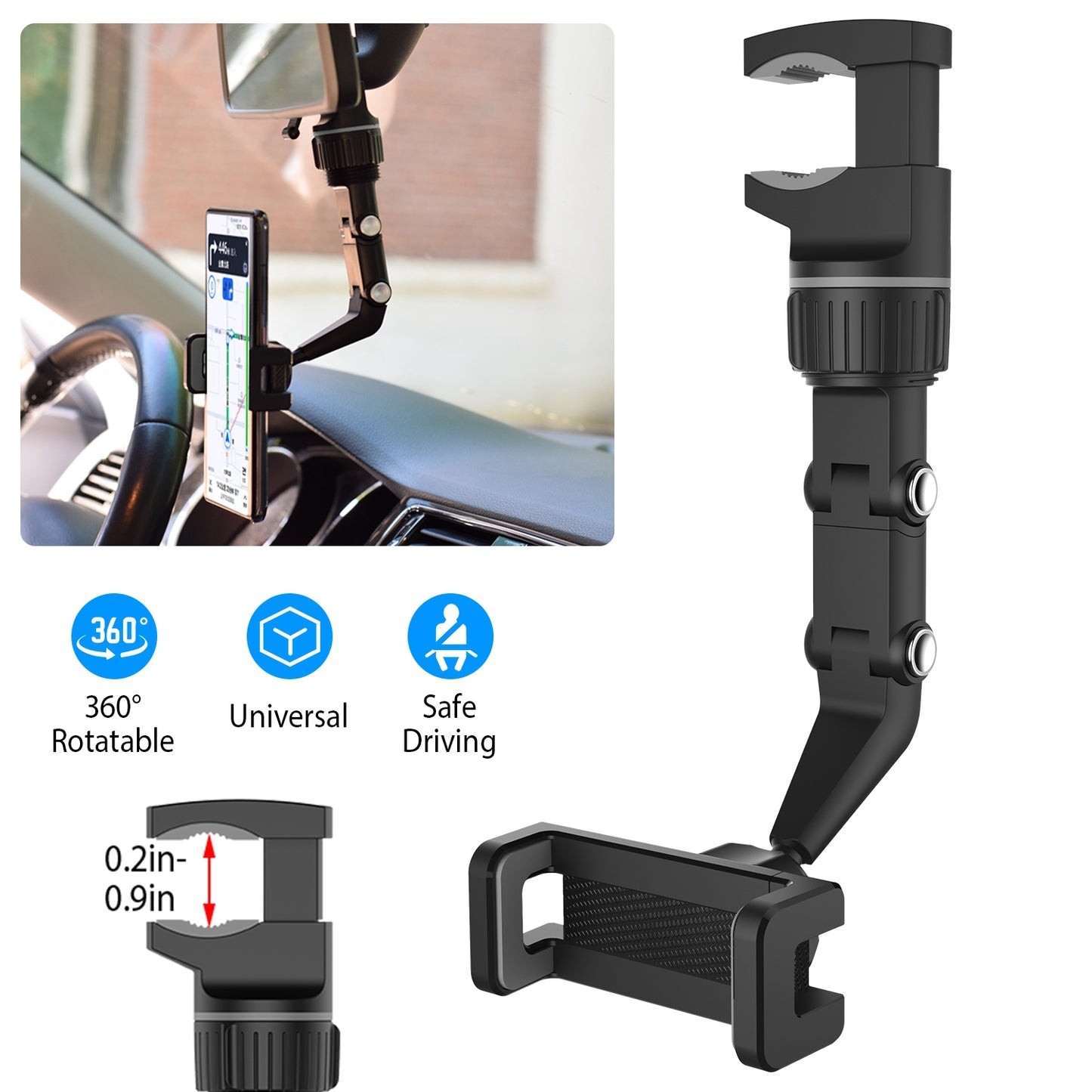 LJGelectro - Multifunctional Mobile Phone Holder Bracket 360° Rearview Mirror Phone Holder Mount Shooting Phone Holder Cradle