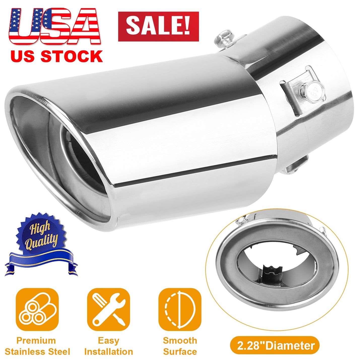 LJGelectro - Car Rear Exhaust Pipe Tail Muffler Tip Stainless Steel Tail Muffler Universal Exhaust Tail Pipe Fit For Most Car Such As BYD F3 F5 Nissan Chevrolet