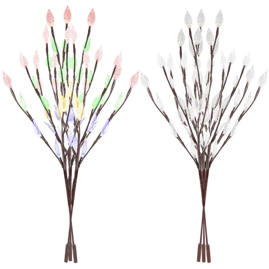 LJGelectro - 3 PCS 60 LED Solar Garden Lights Tree Branch Leaf Shape Lamp IP65 Waterproof Solar Garden Decorative Lights for Outdoor Garden Lawn Patio Decking