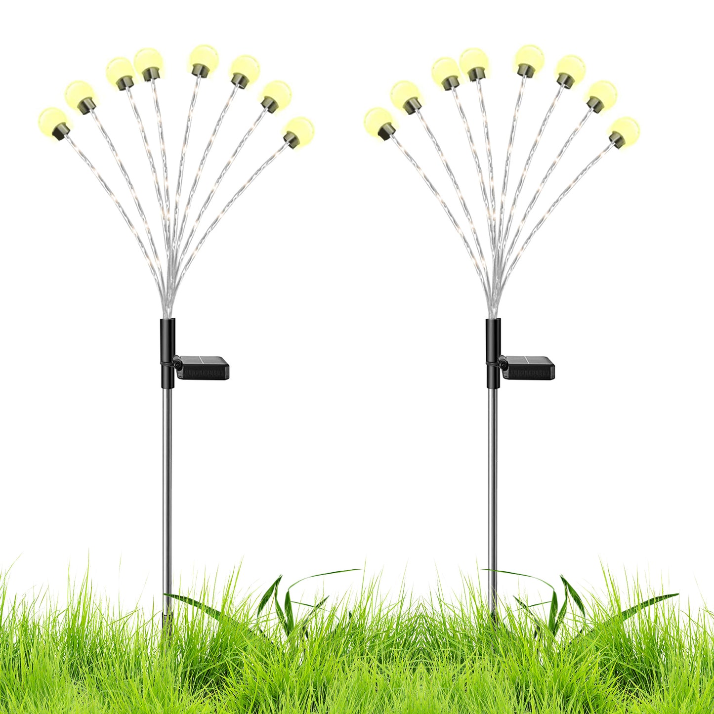 LJGelectro - 2Pcs Solar Firefly Lights Swaying Decorative Pathway Stake Lamp IP65 Waterproof Landscape Patio Yard Night Light