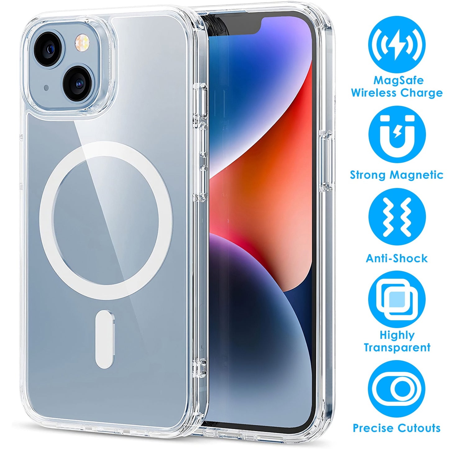 LJGelectro - Magnetic Clear Phone Case Shockproof Transparent Phone Cover with Strong Magnet Absorption MagSafe Fit for iPhone 14/14Plus/14Pro/14Pro Max/13/13Pro/1